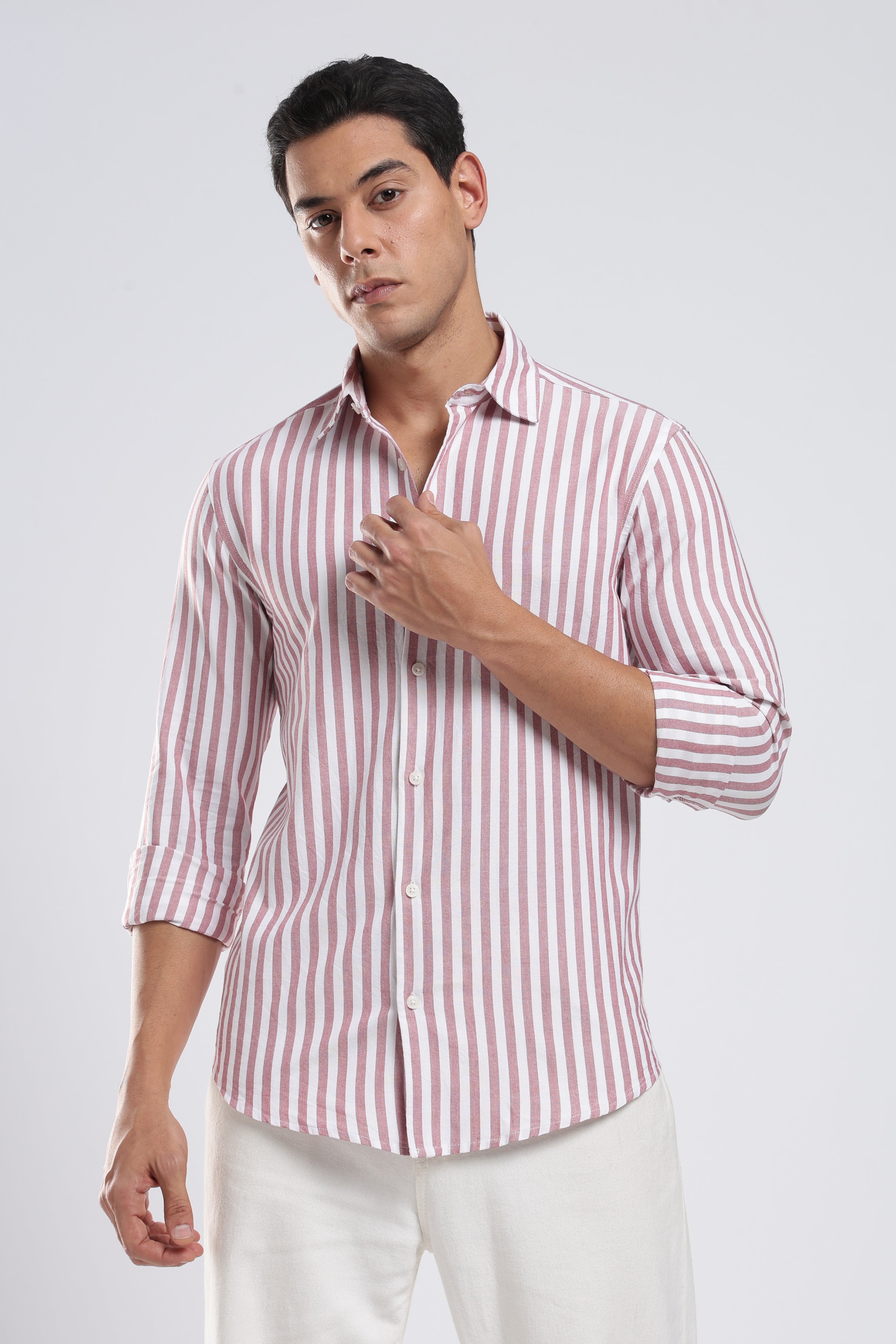 Maroon Crest Stripes Shirt