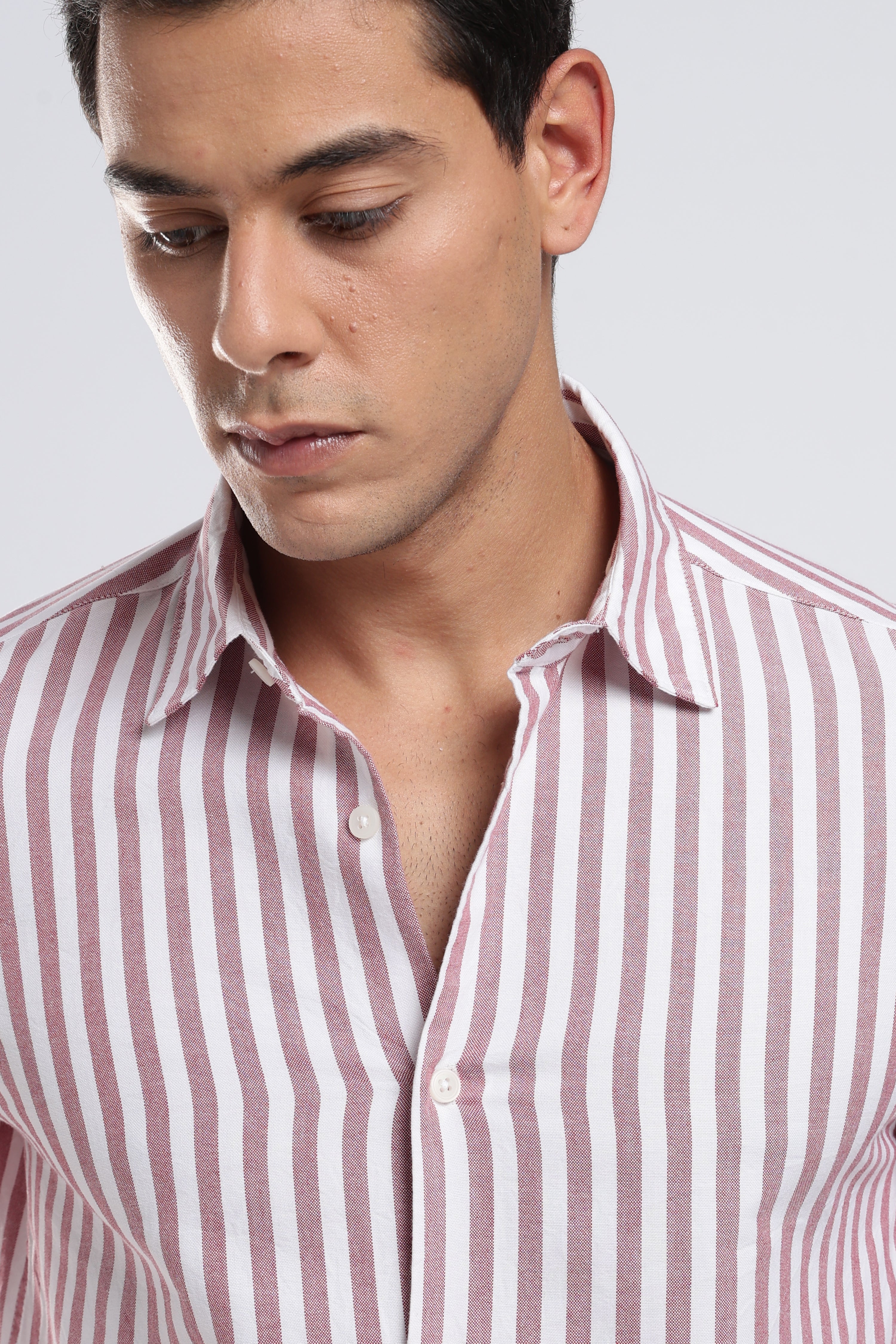 Maroon Crest Stripes Shirt