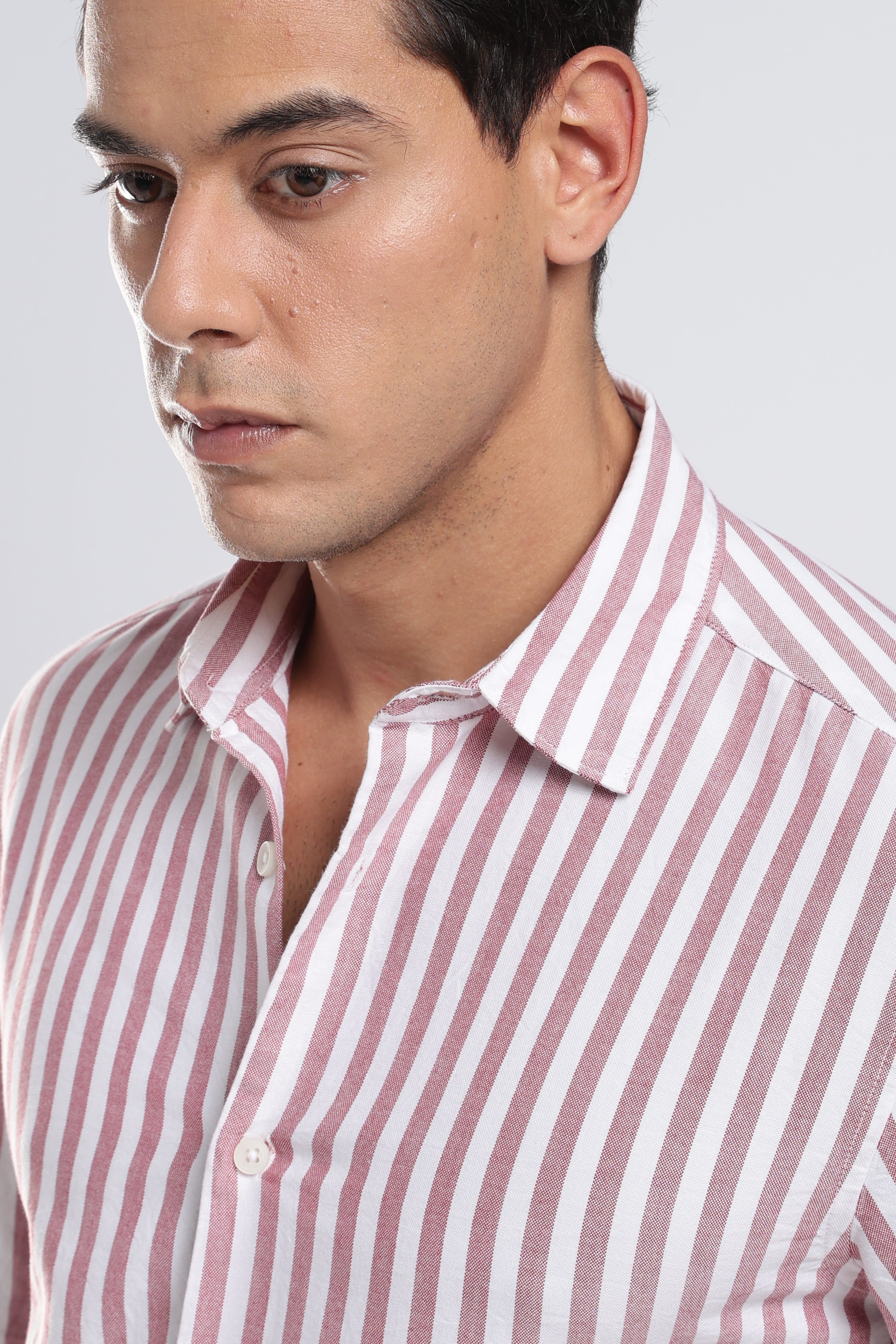 Maroon Crest Stripes Shirt