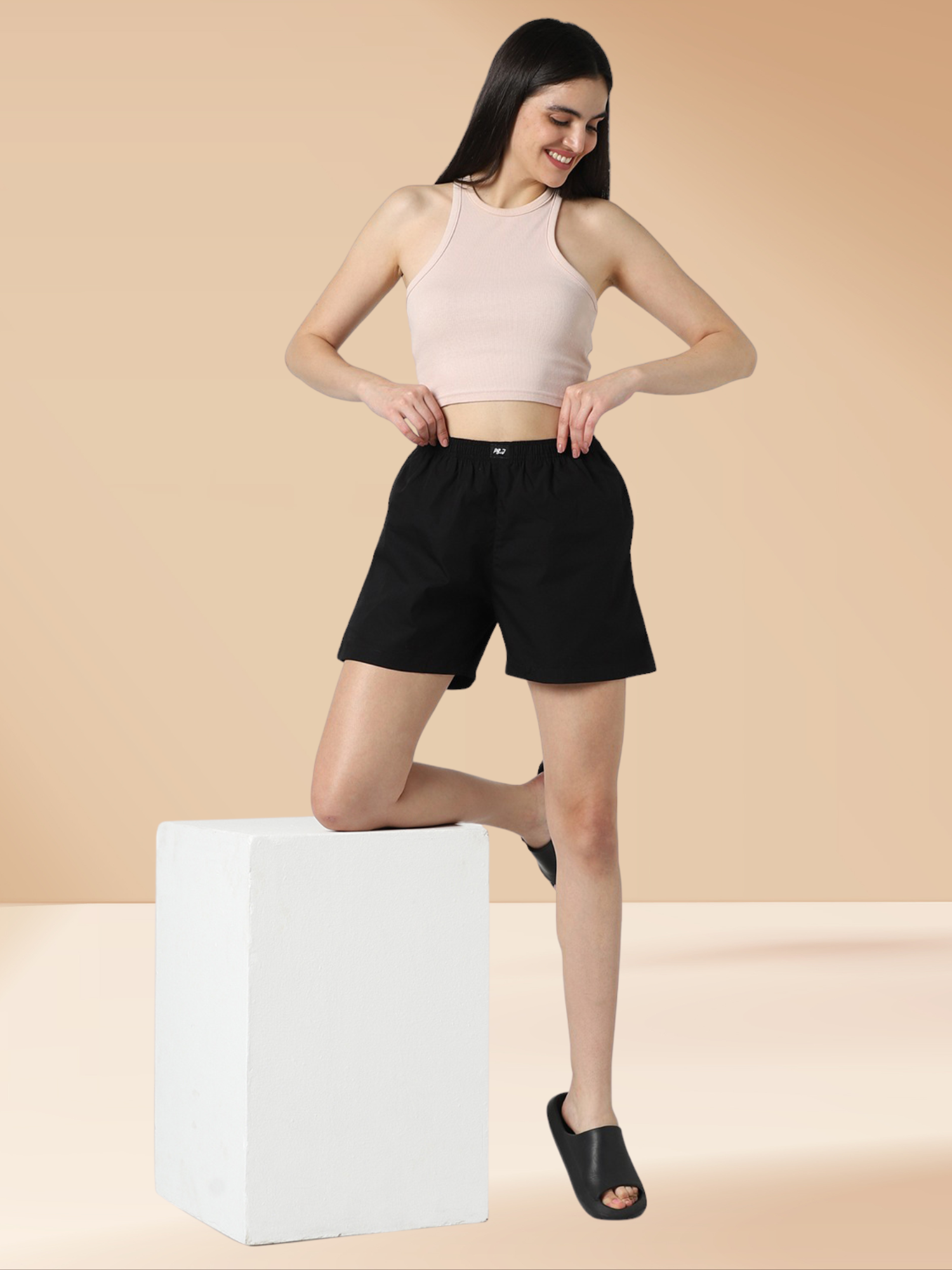 Black Cotton Shorts