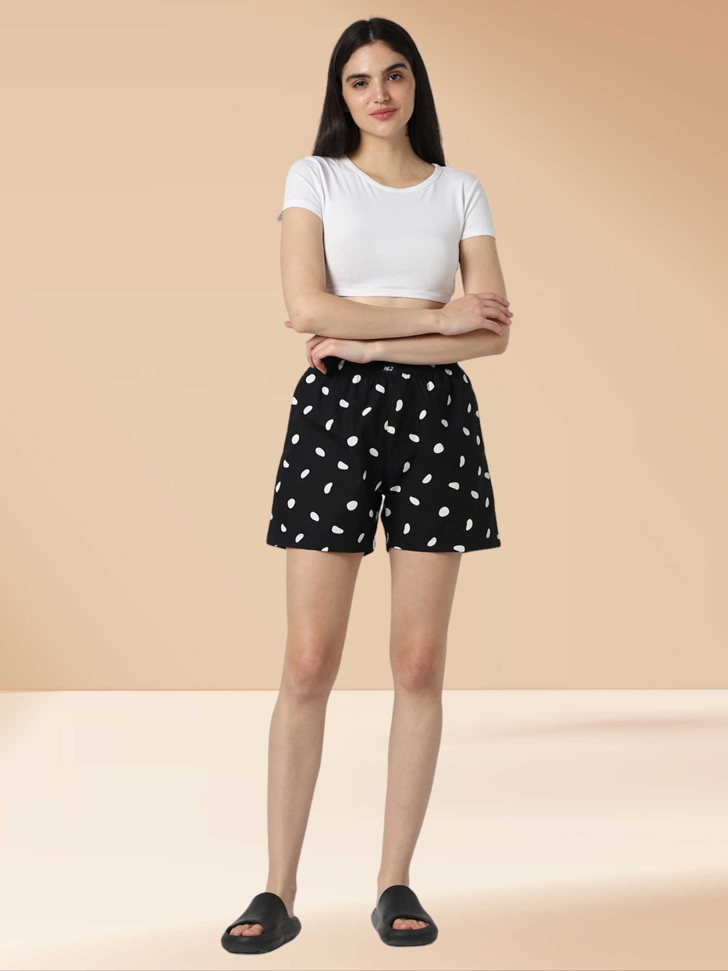 Polka Print Cotton Shorts