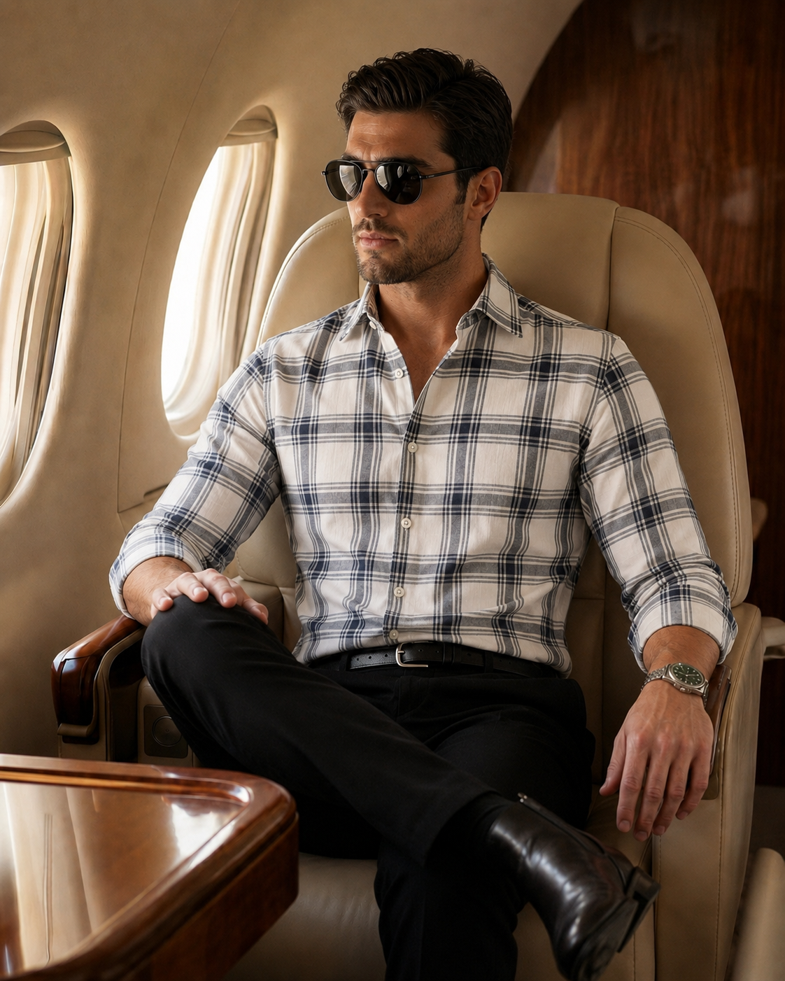 Navy Crest Plaid Shirt