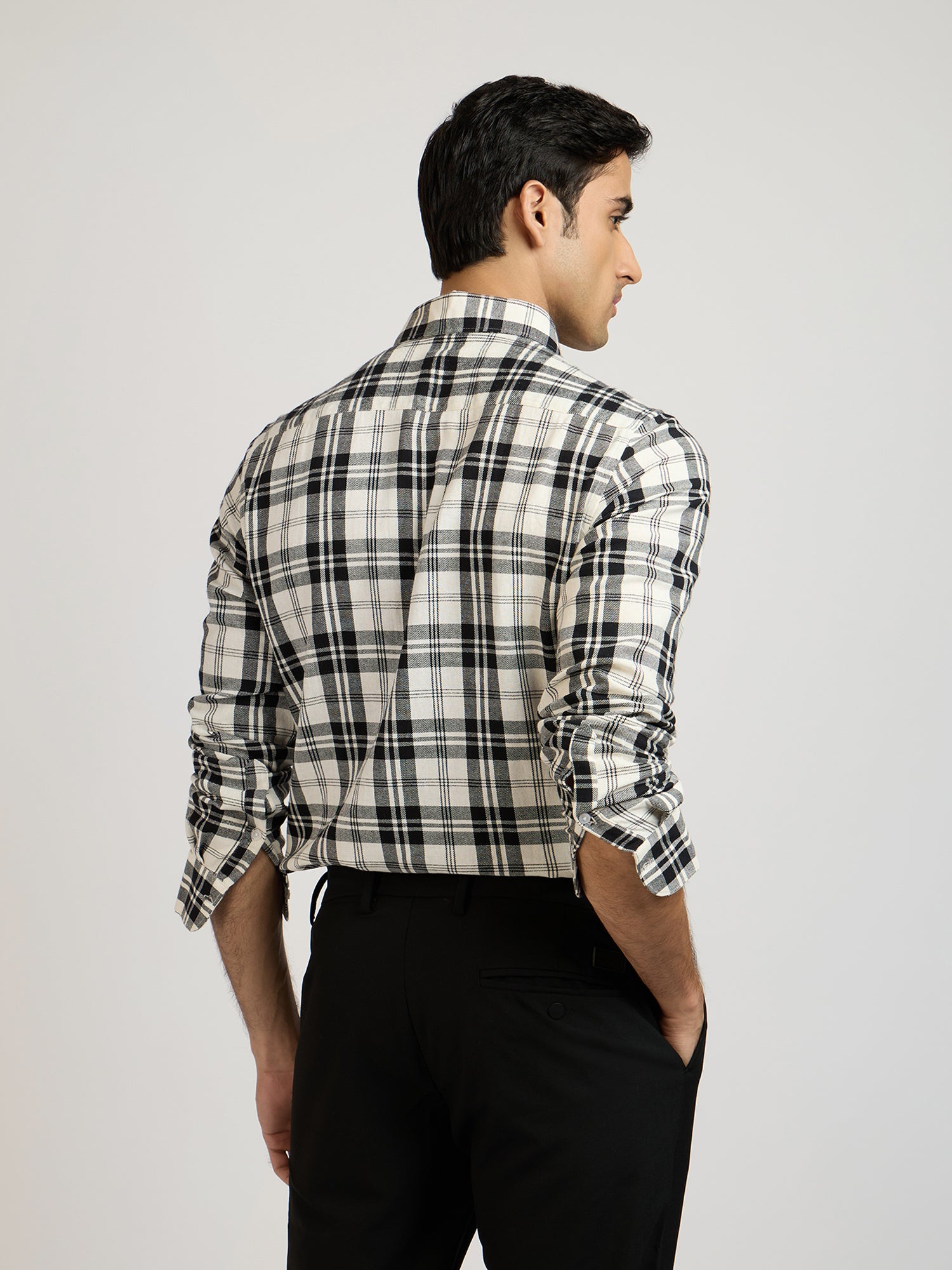 Flannel White Checks Shirt
