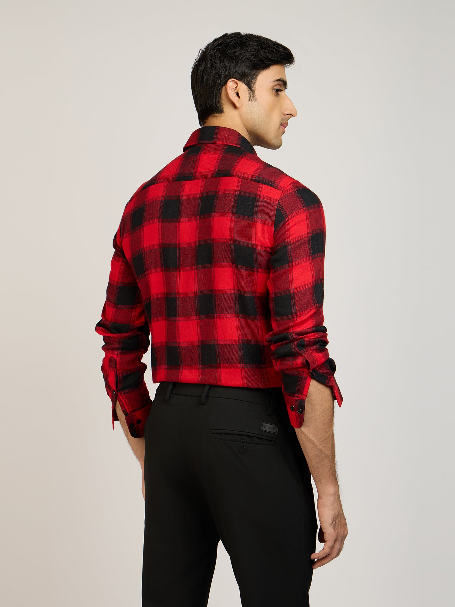 Windowpane Checks Red Shirt