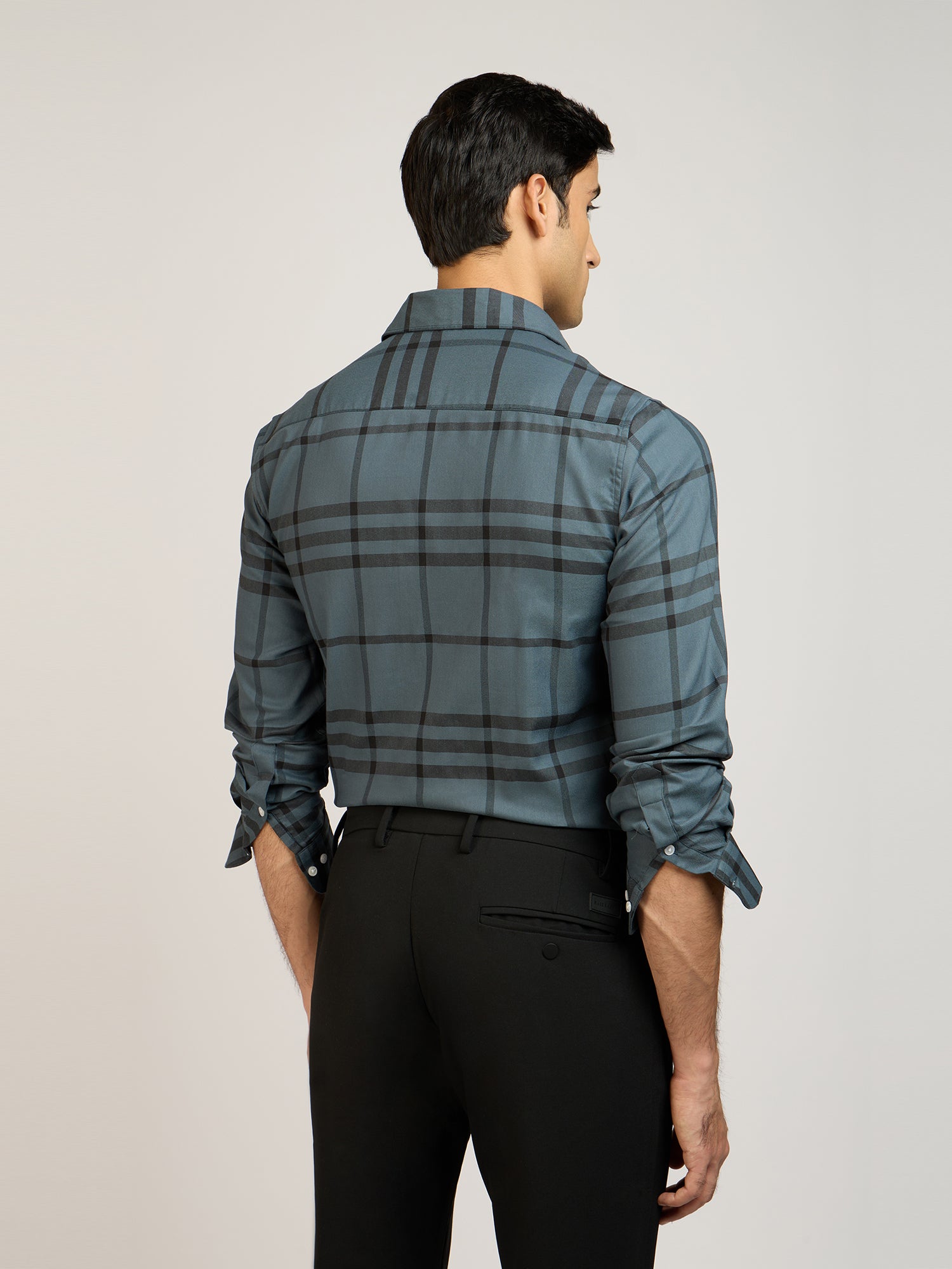 Windowpane Check Grey Shirt
