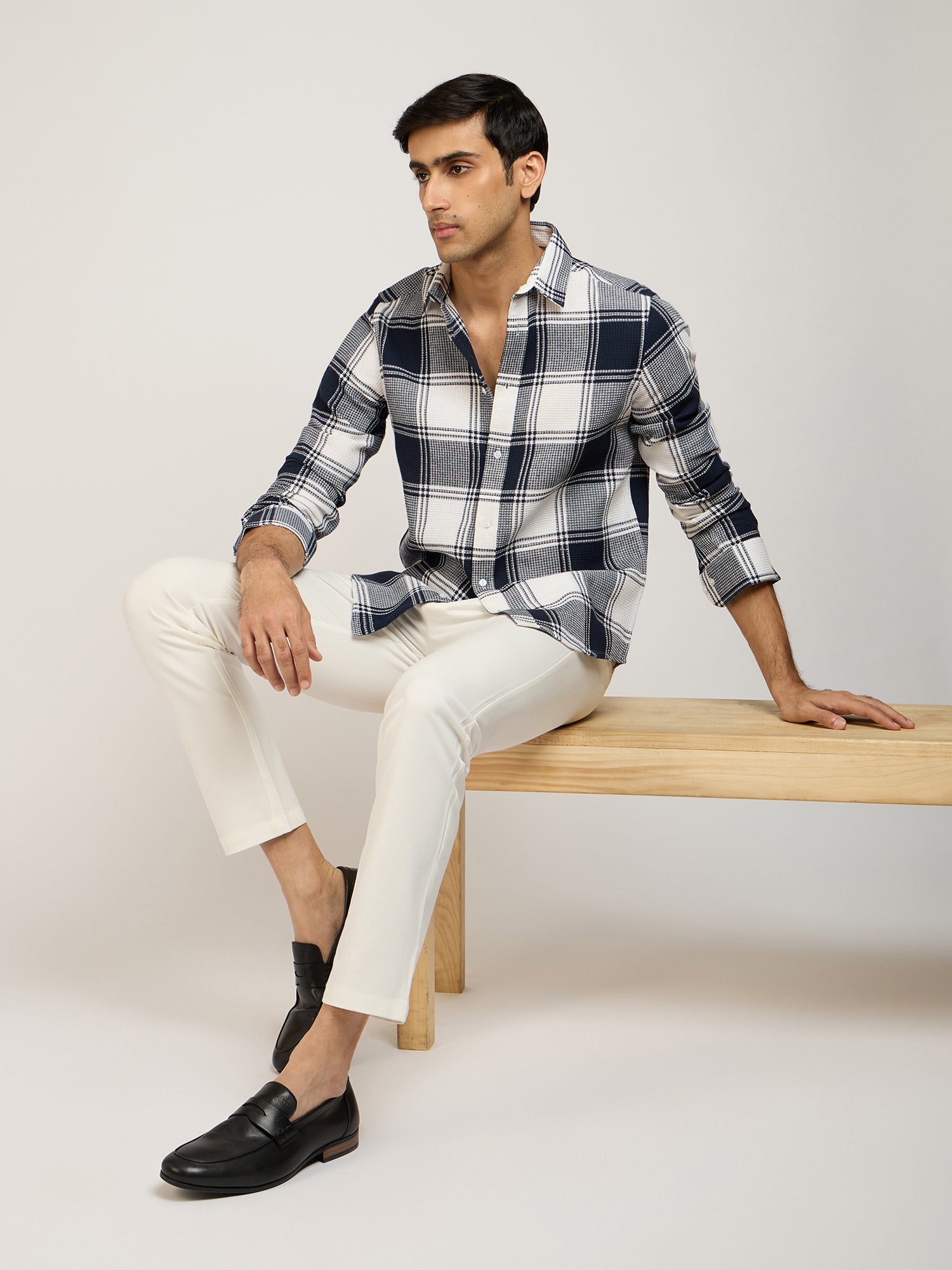 Dobby Check Blue Shirt