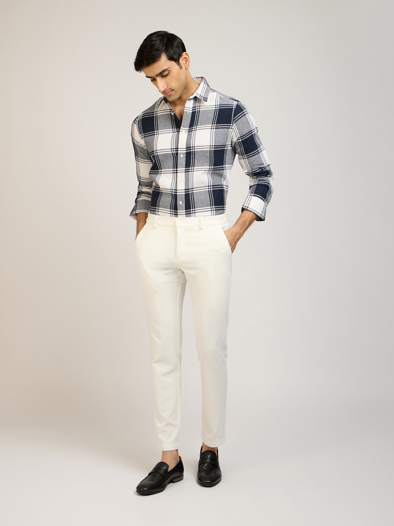 Dobby Check Blue Shirt