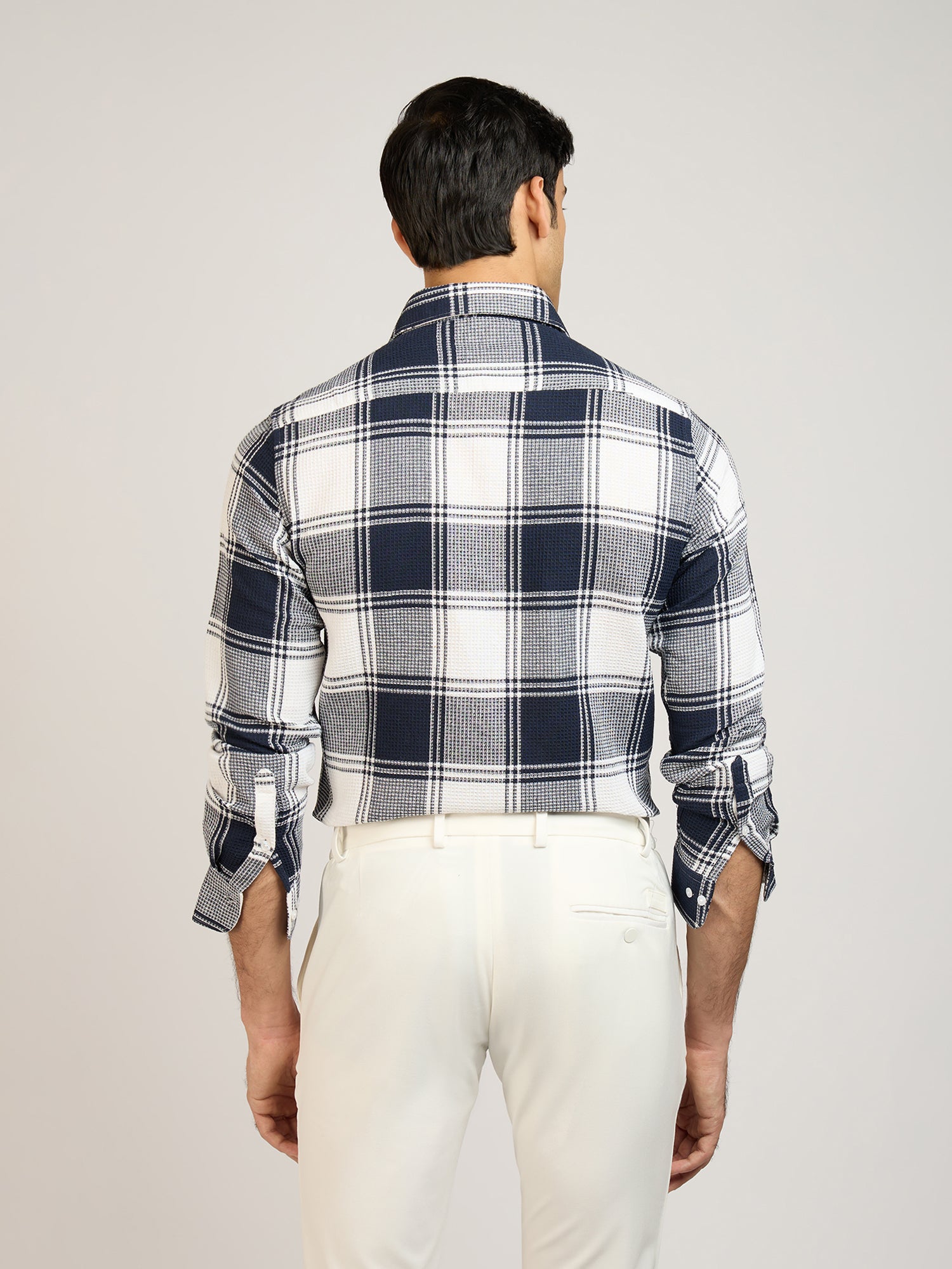 Dobby Check Blue Shirt