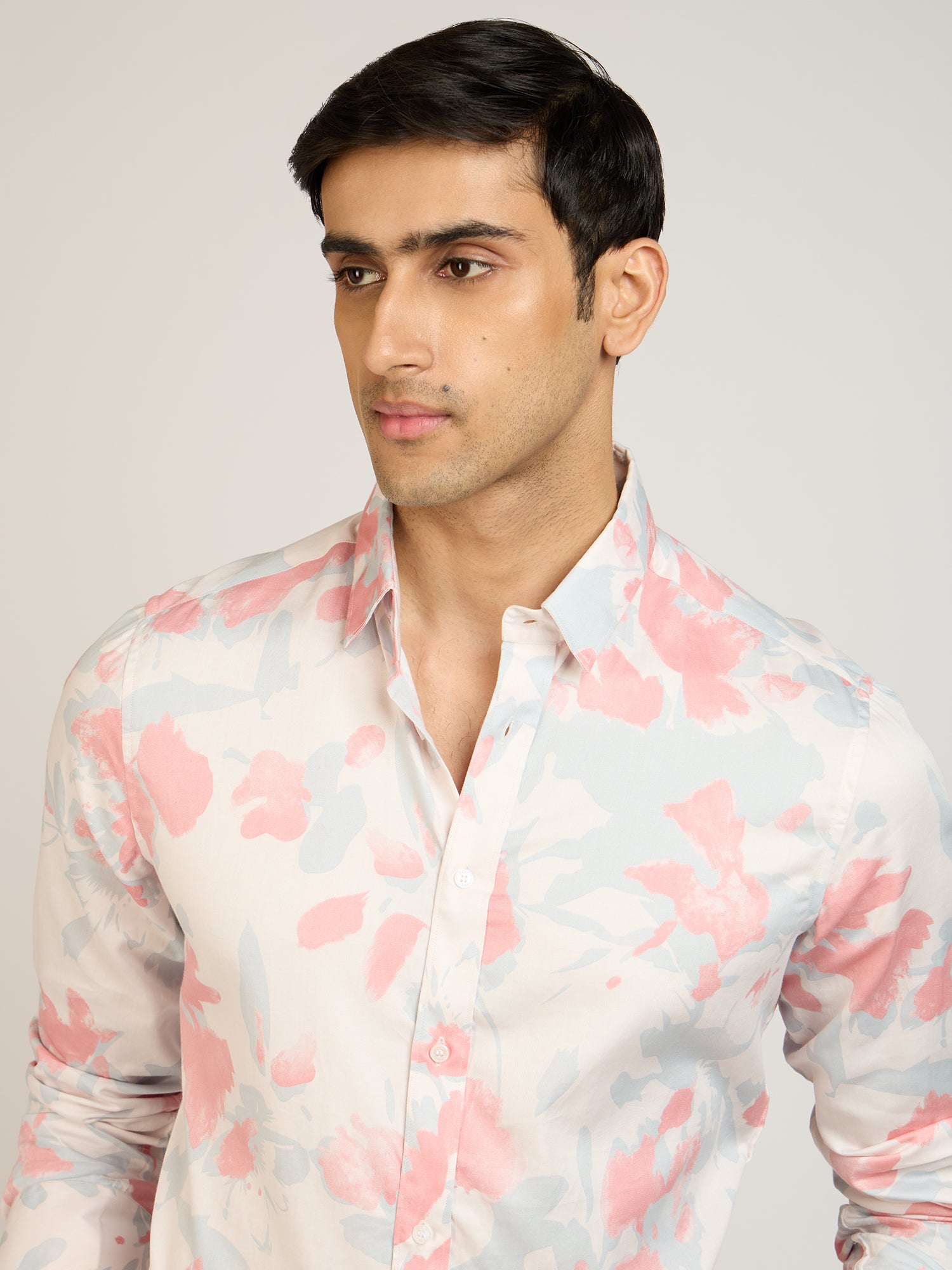 Abstract Print Satin Shirt