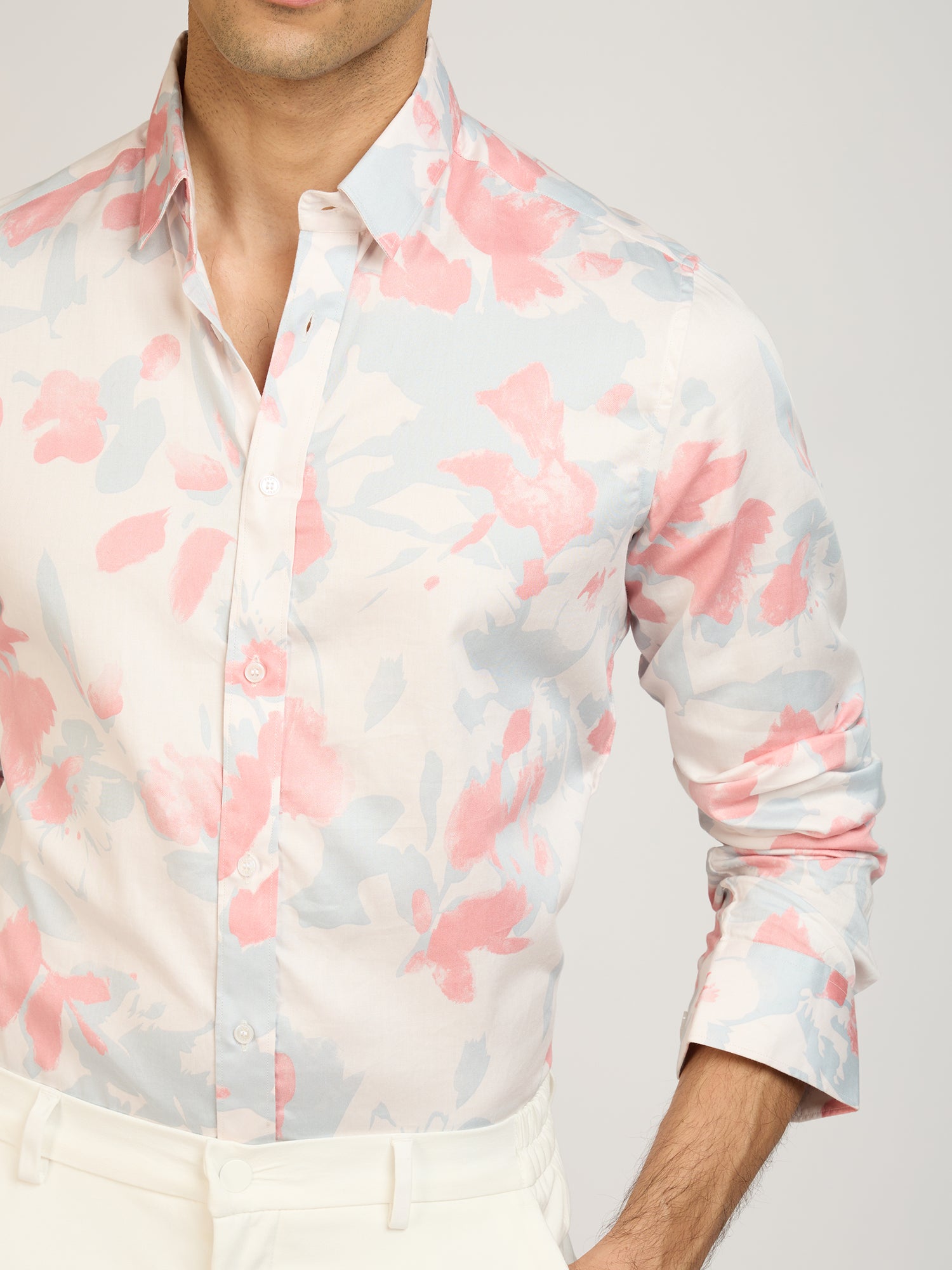 Abstract Print Satin Shirt