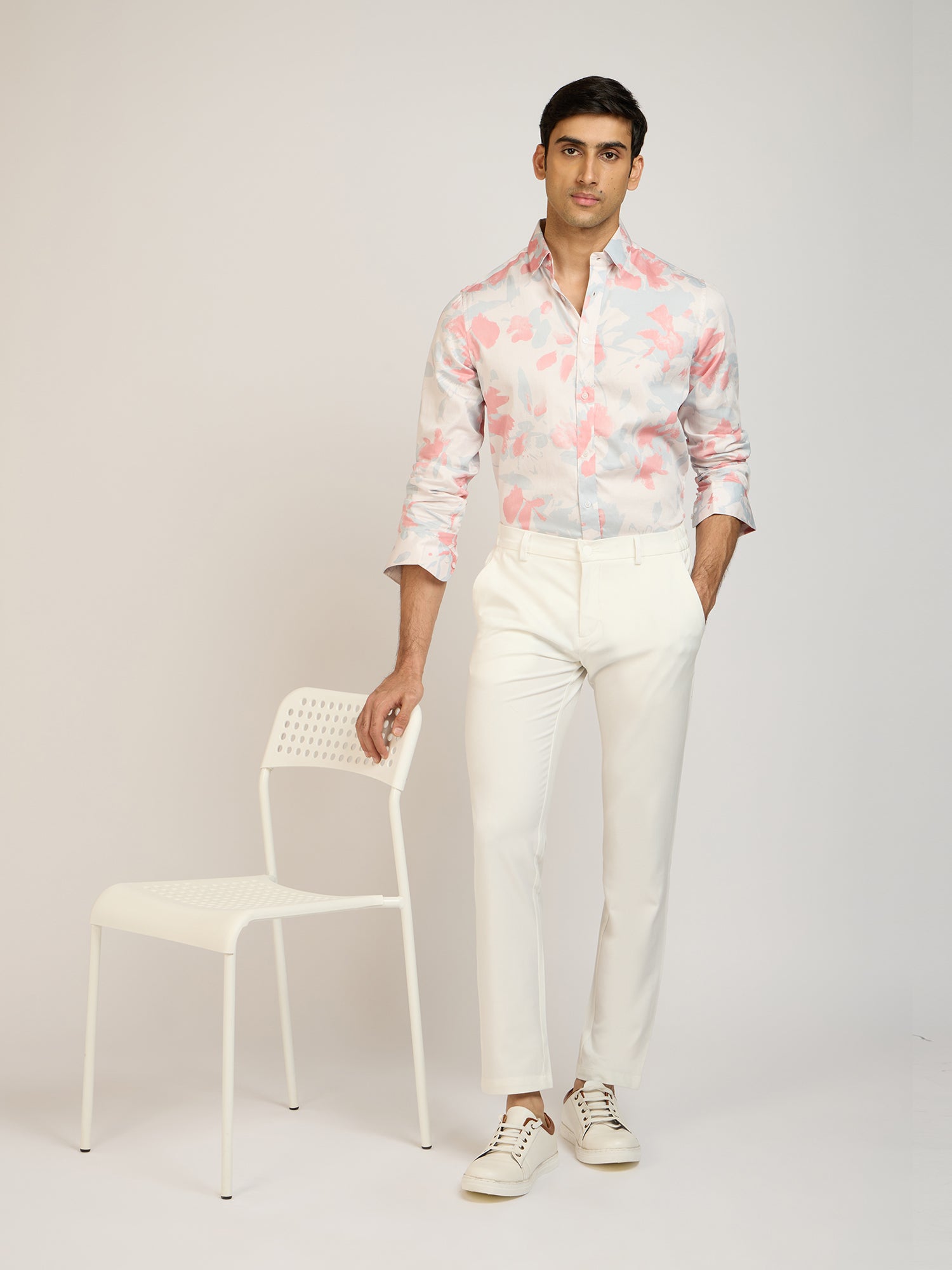 Abstract Print Satin Shirt