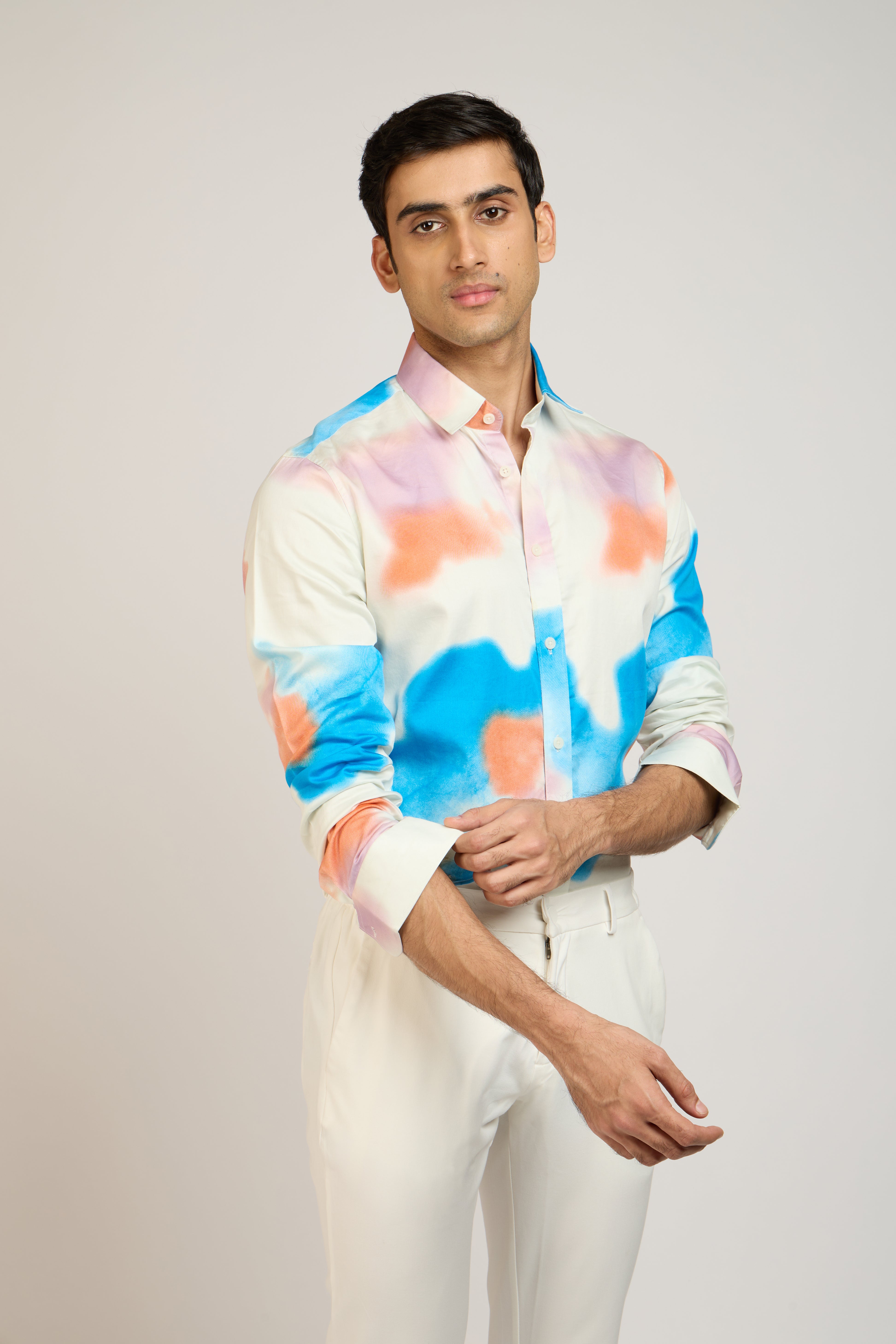 Abstract Print Satin Shirt
