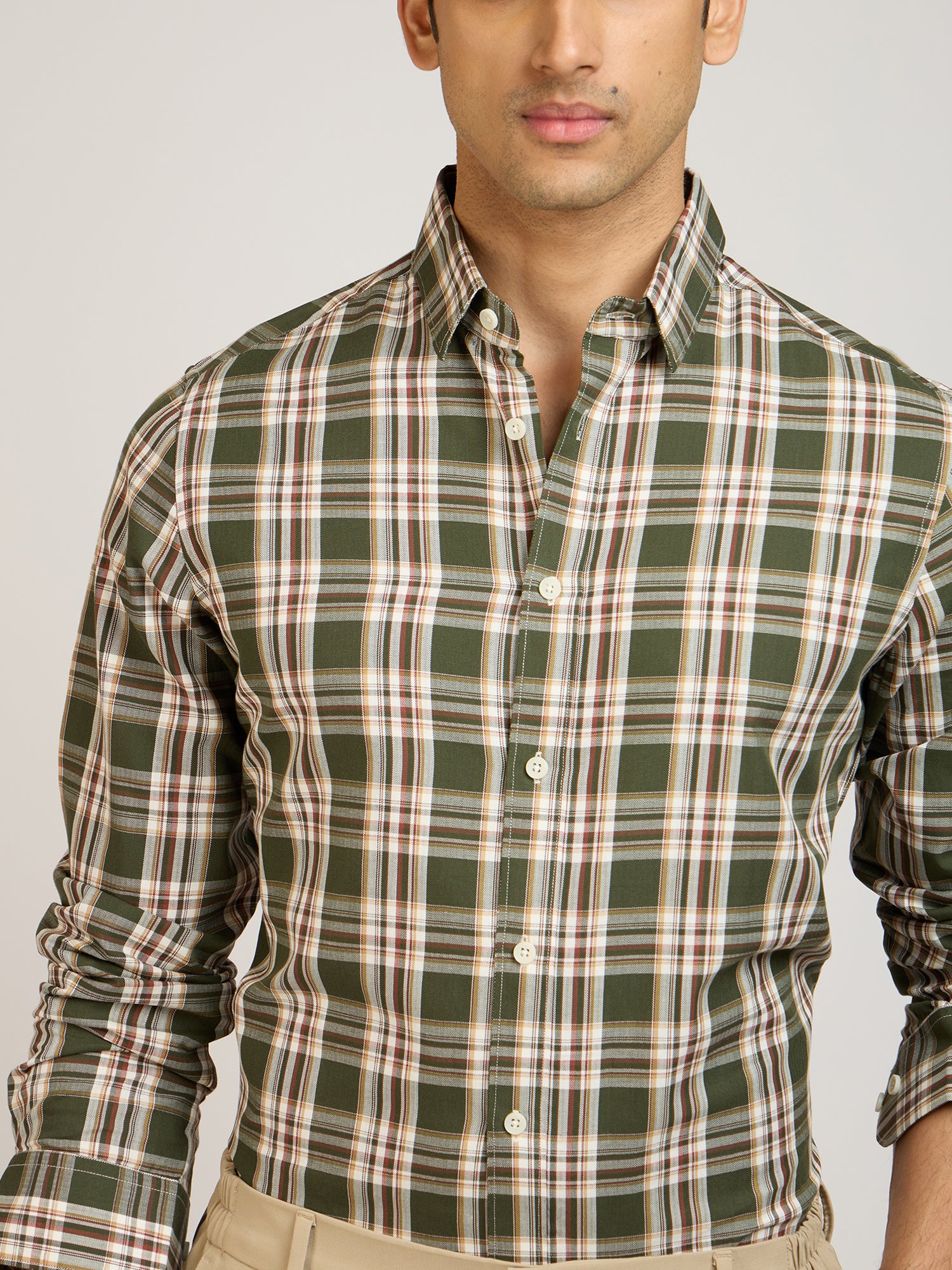 Vintage Checks Olive Shirt