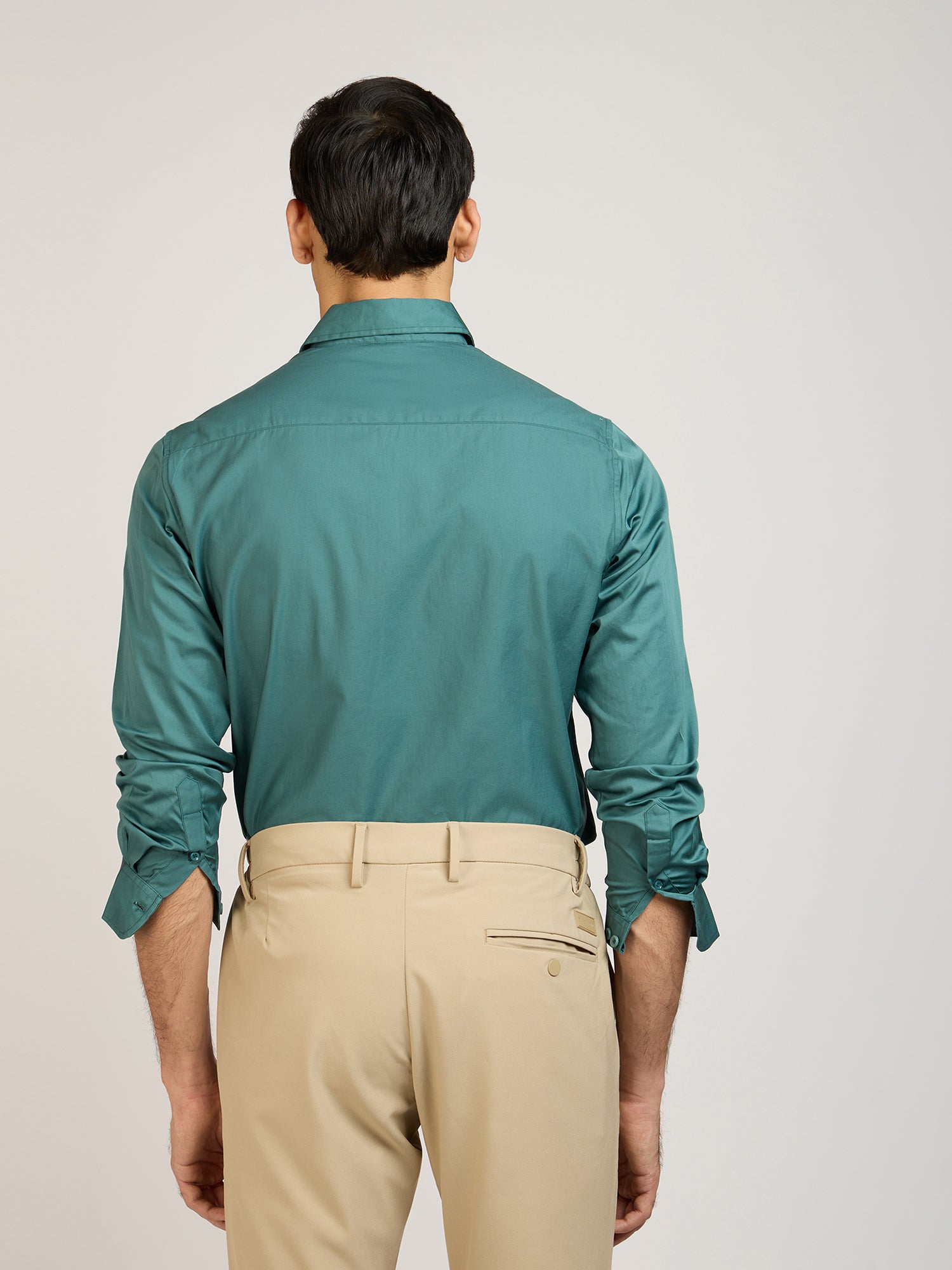 Classic Plain Satin Green Shirt