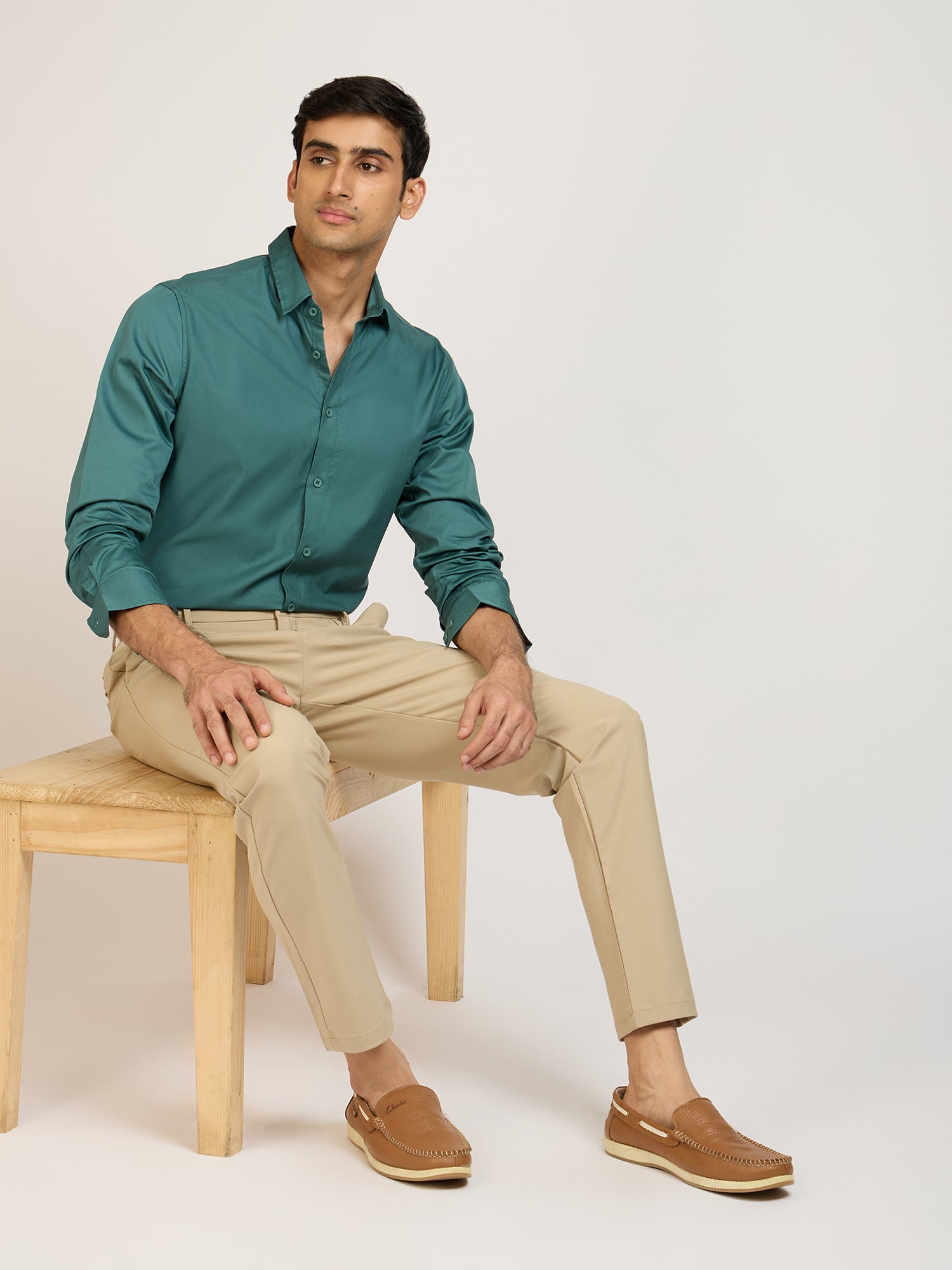 Classic Plain Satin Green Shirt