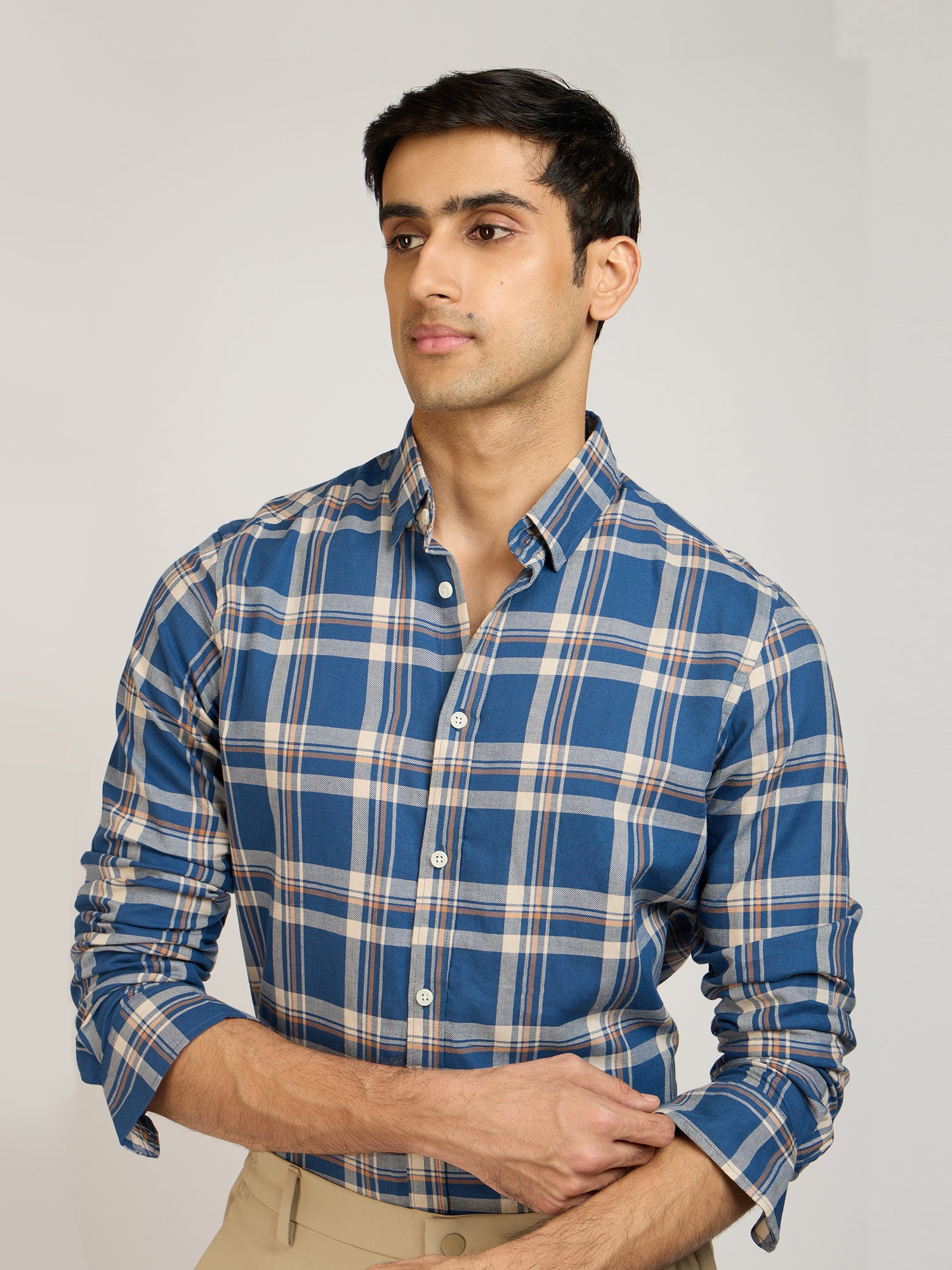 Twill Checks Blue Shirt
