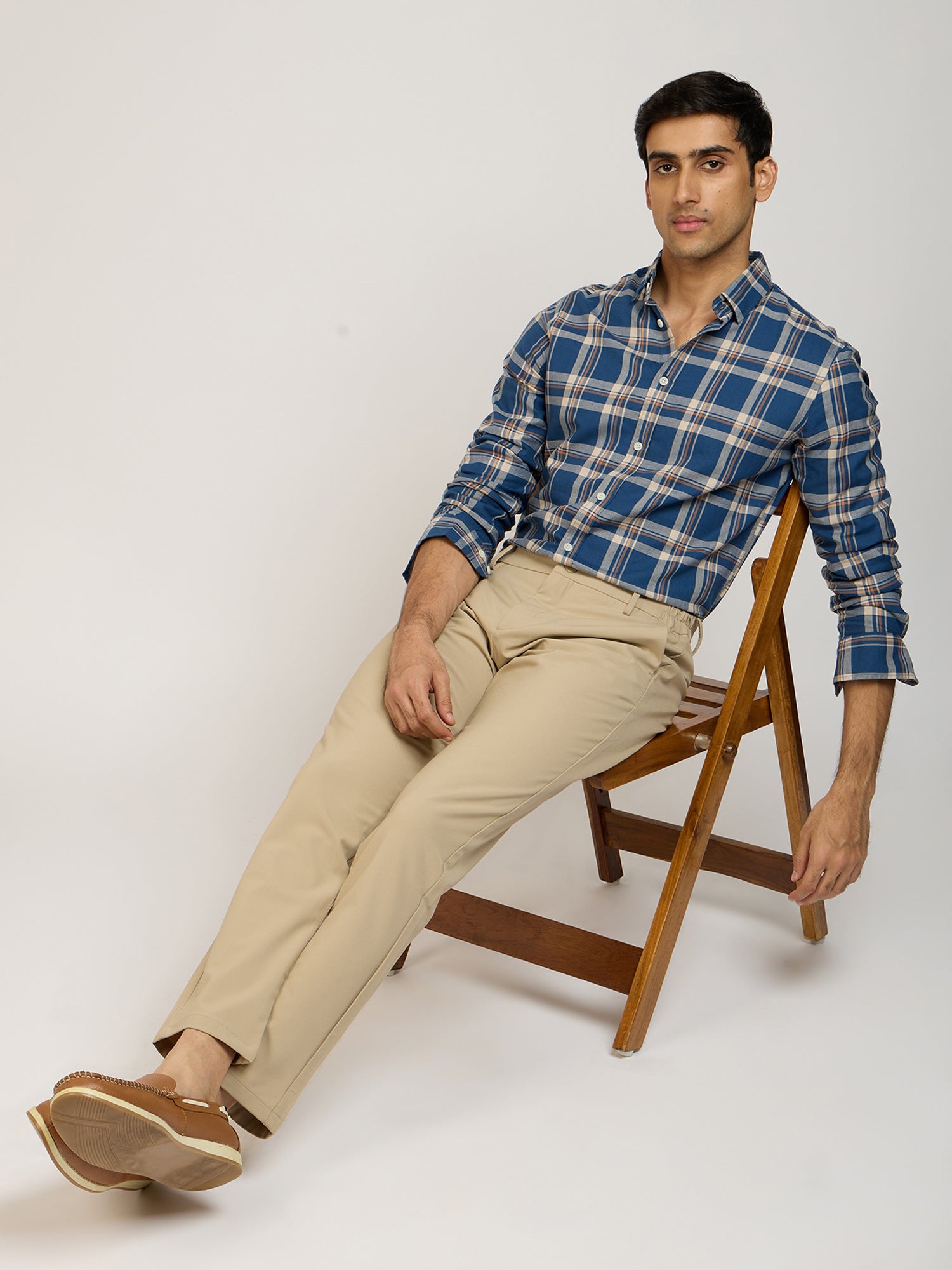 Twill Checks Blue Shirt