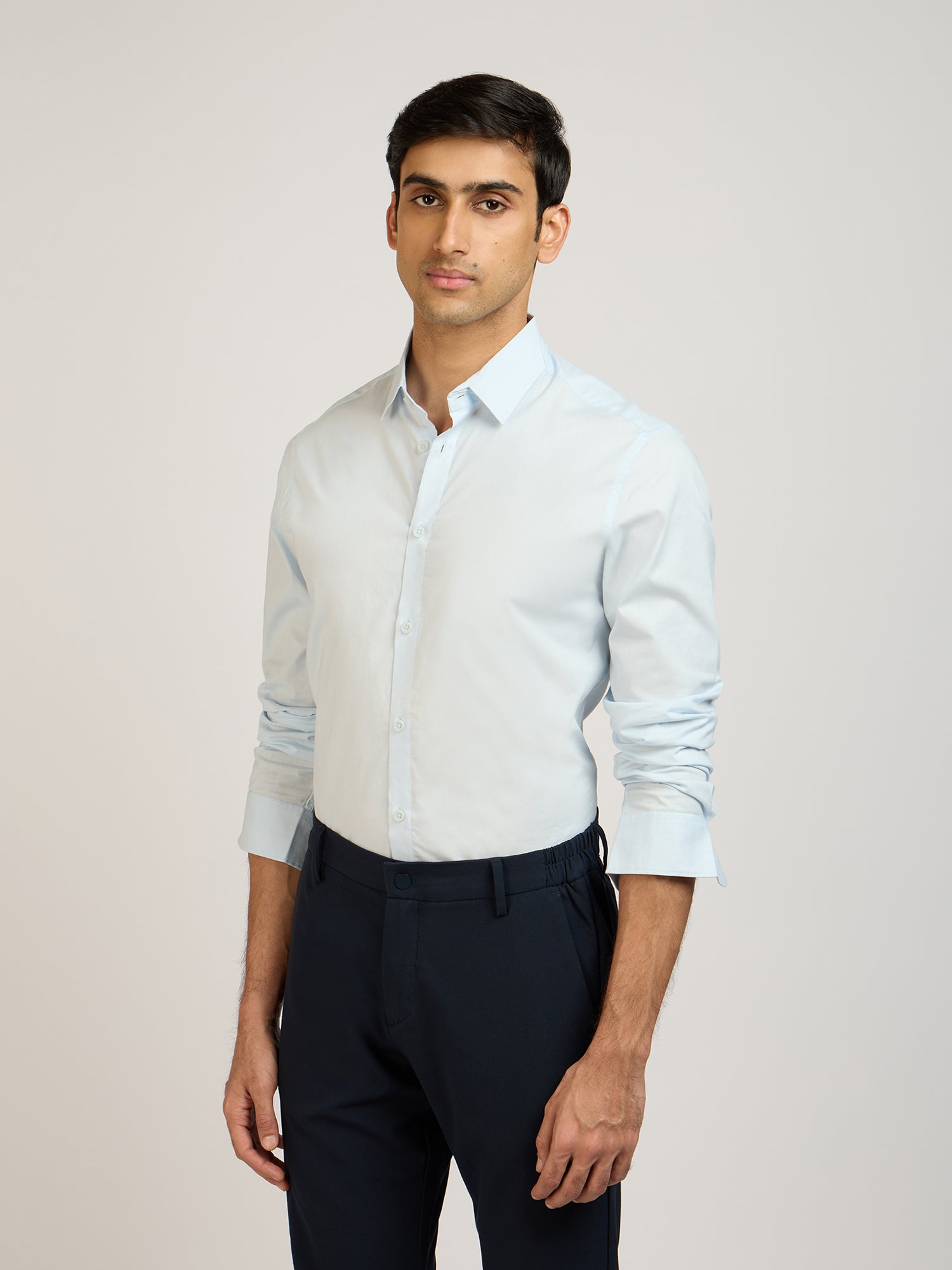 Classic Plain Stretch Blue Shirt