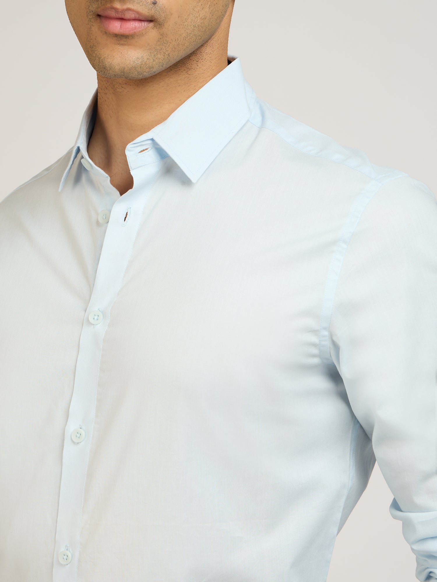 Classic Plain Stretch Blue Shirt