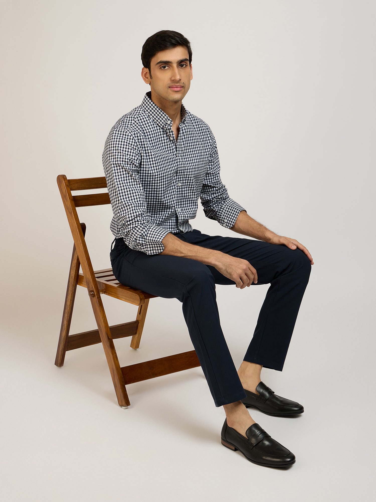 Gingham Check Navy Shirt
