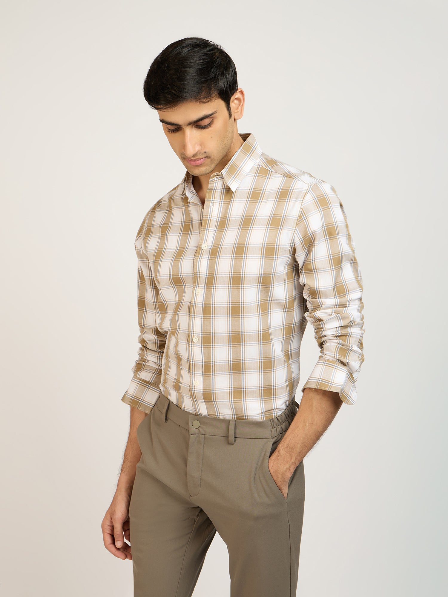 Herringbone Twill Check Shirt