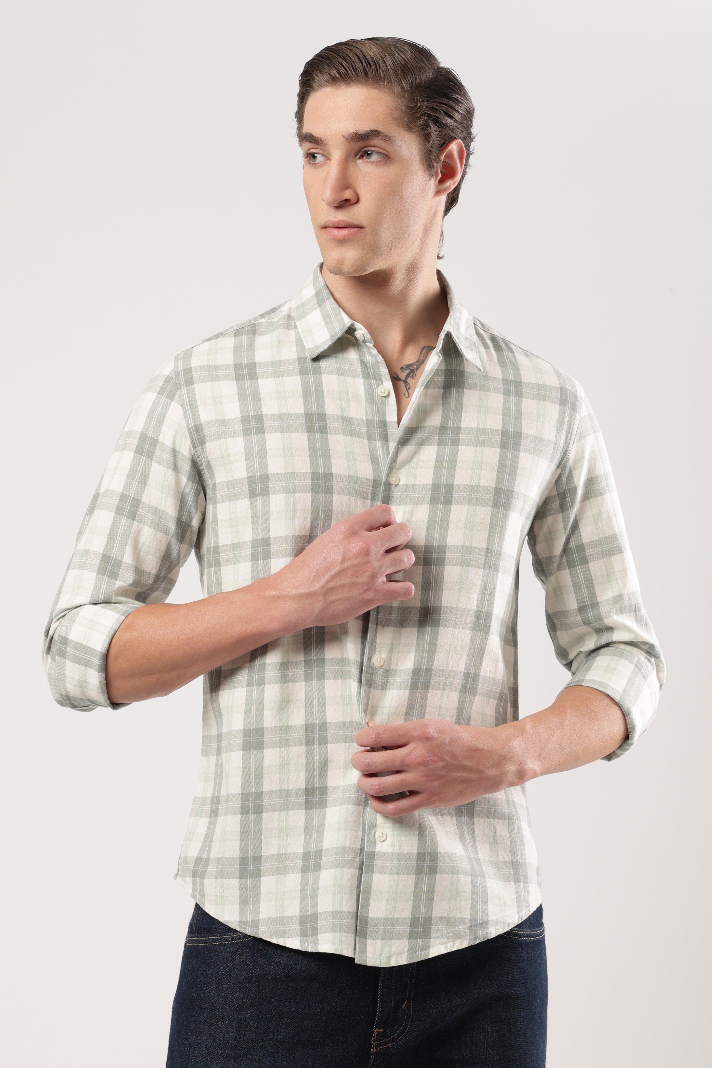 Green Mist Checks Shirt