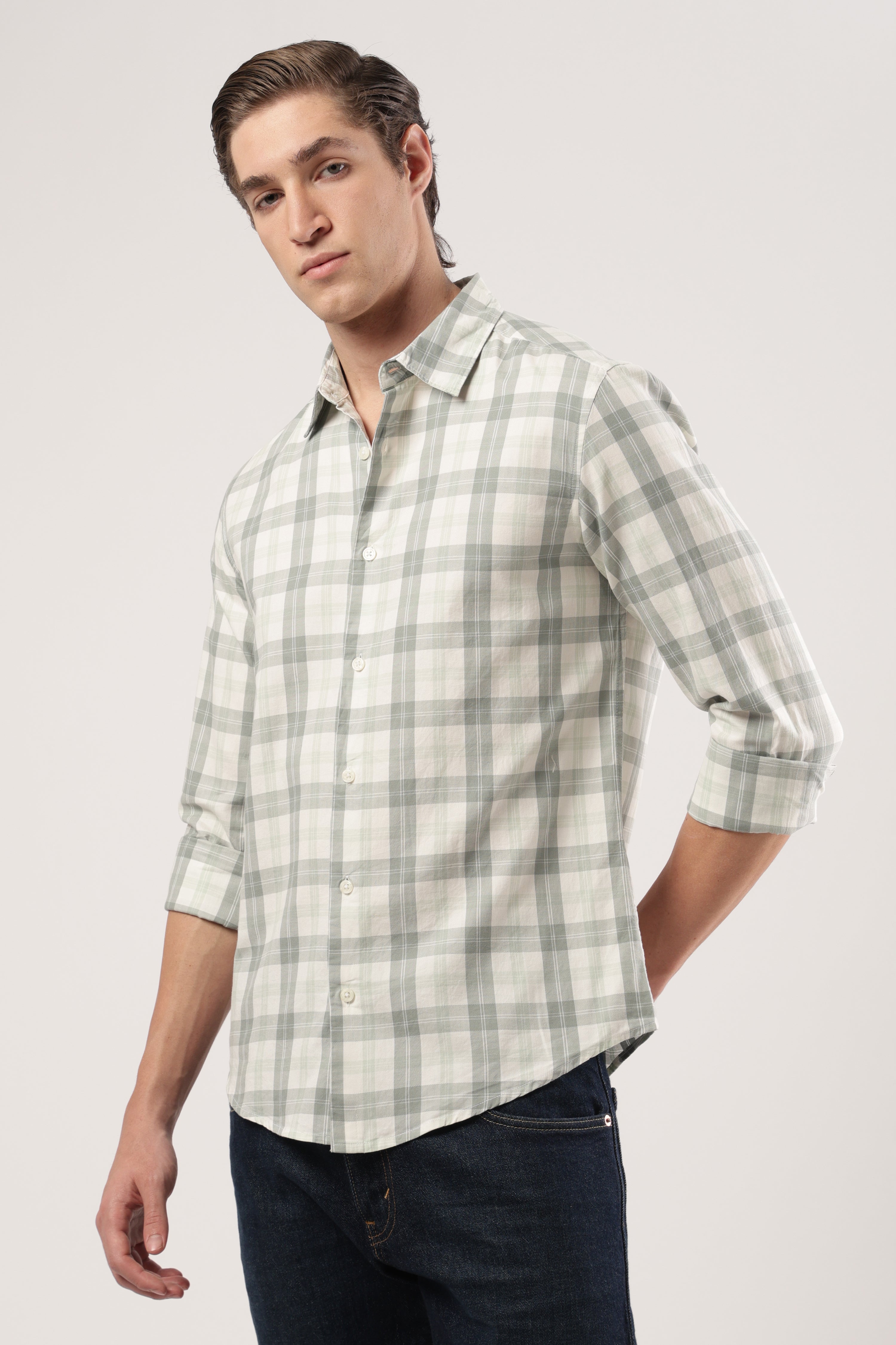 Green Mist Checks Shirt