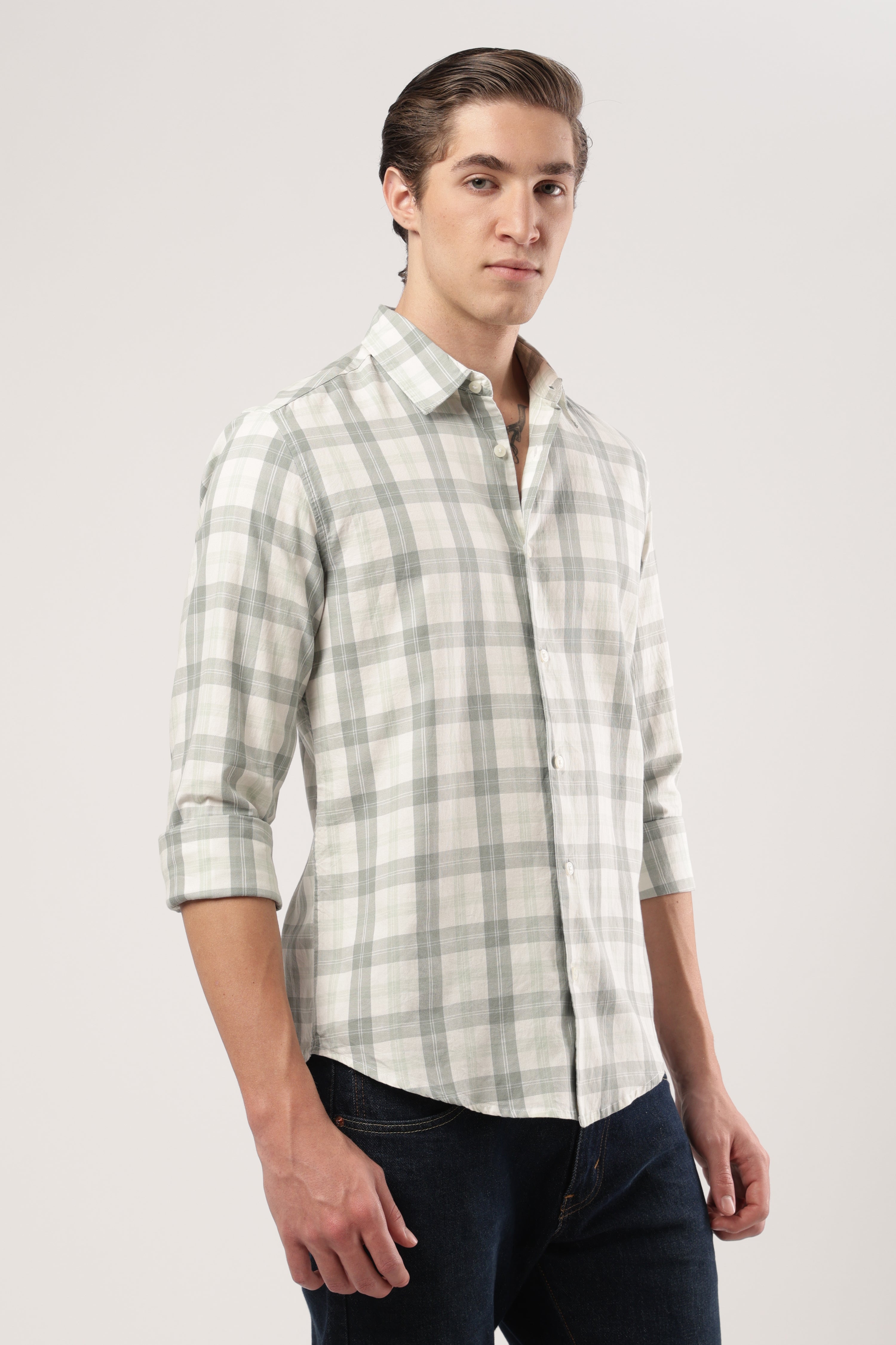 Green Mist Checks Shirt