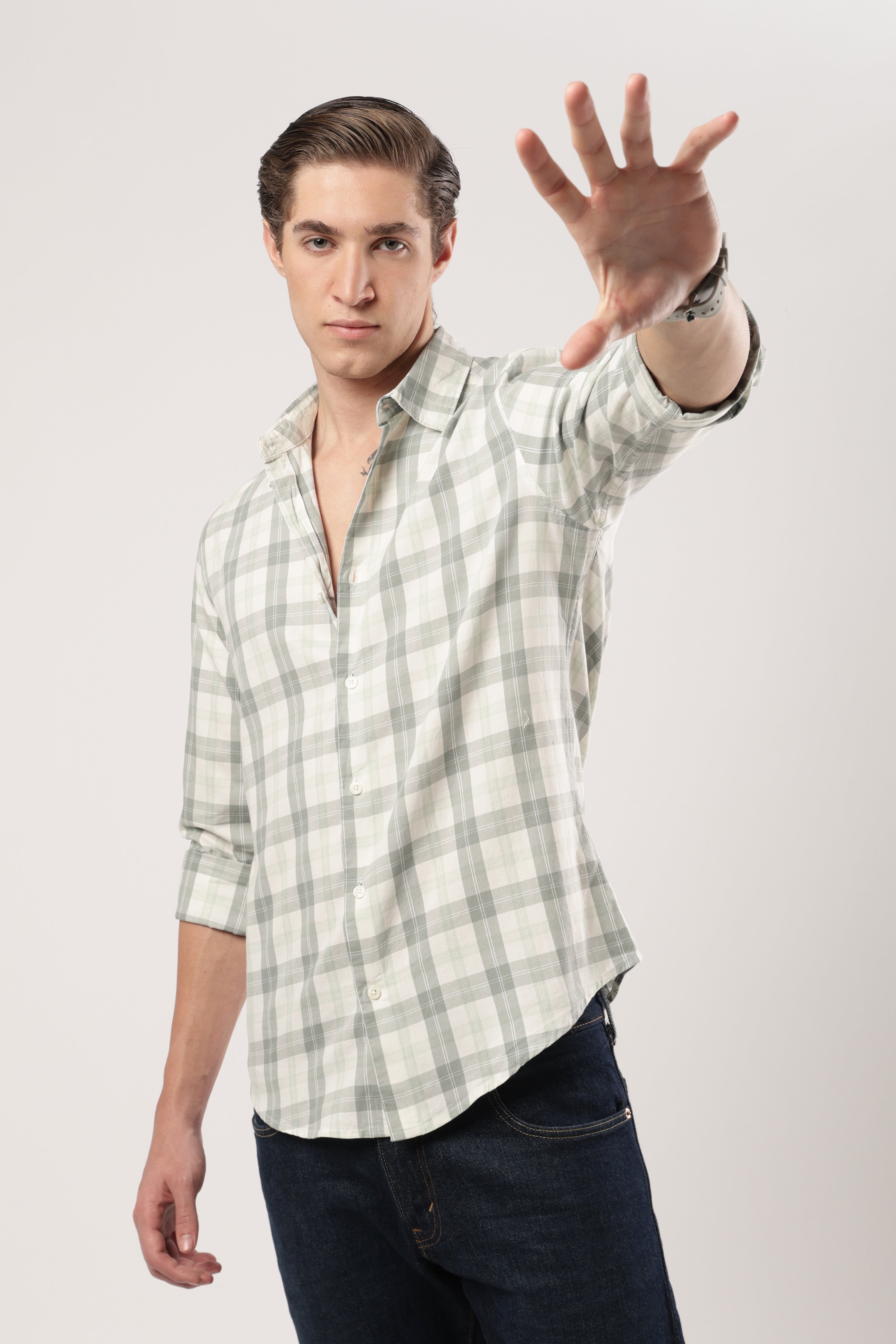 Green Mist Checks Shirt