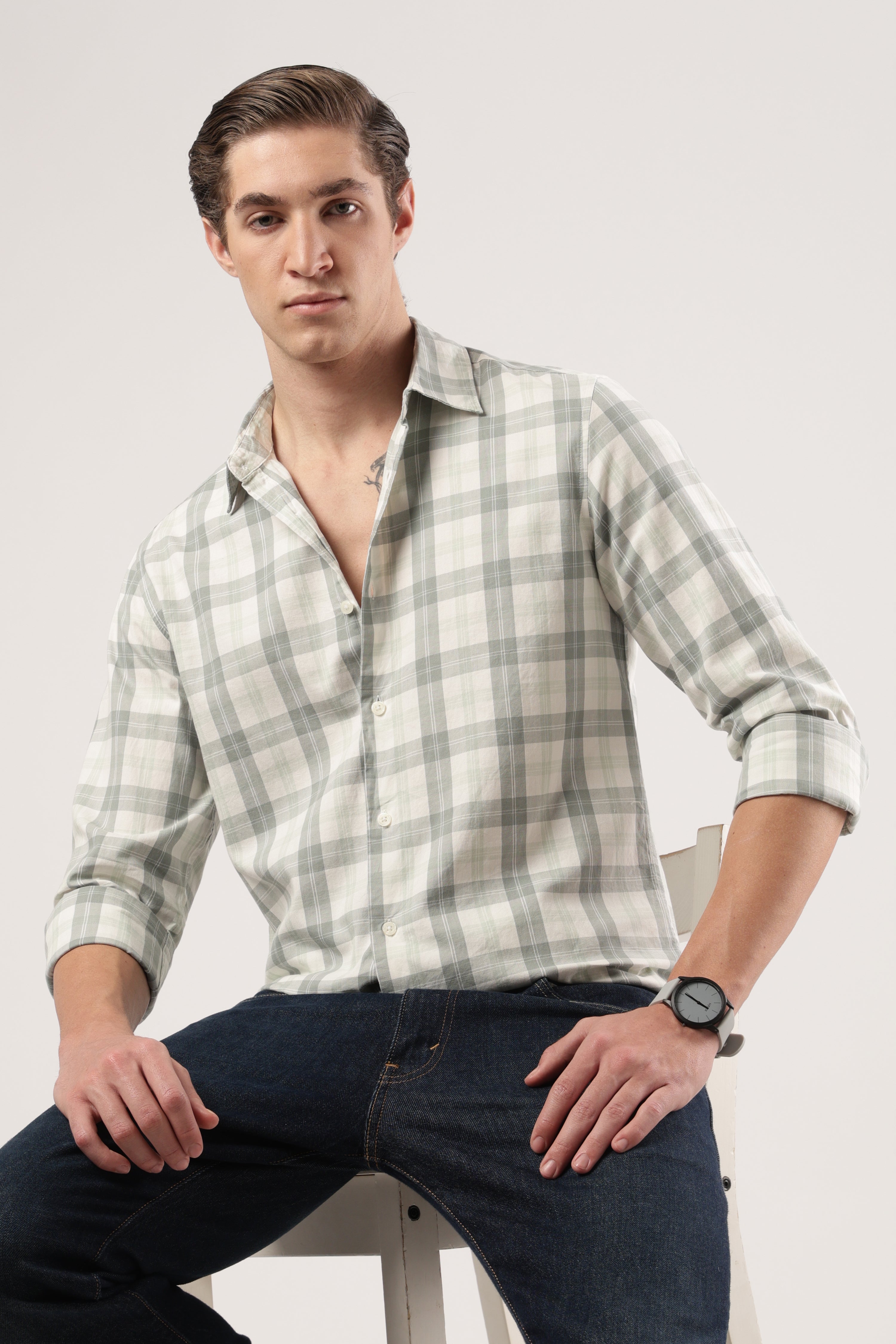 Green Mist Checks Shirt