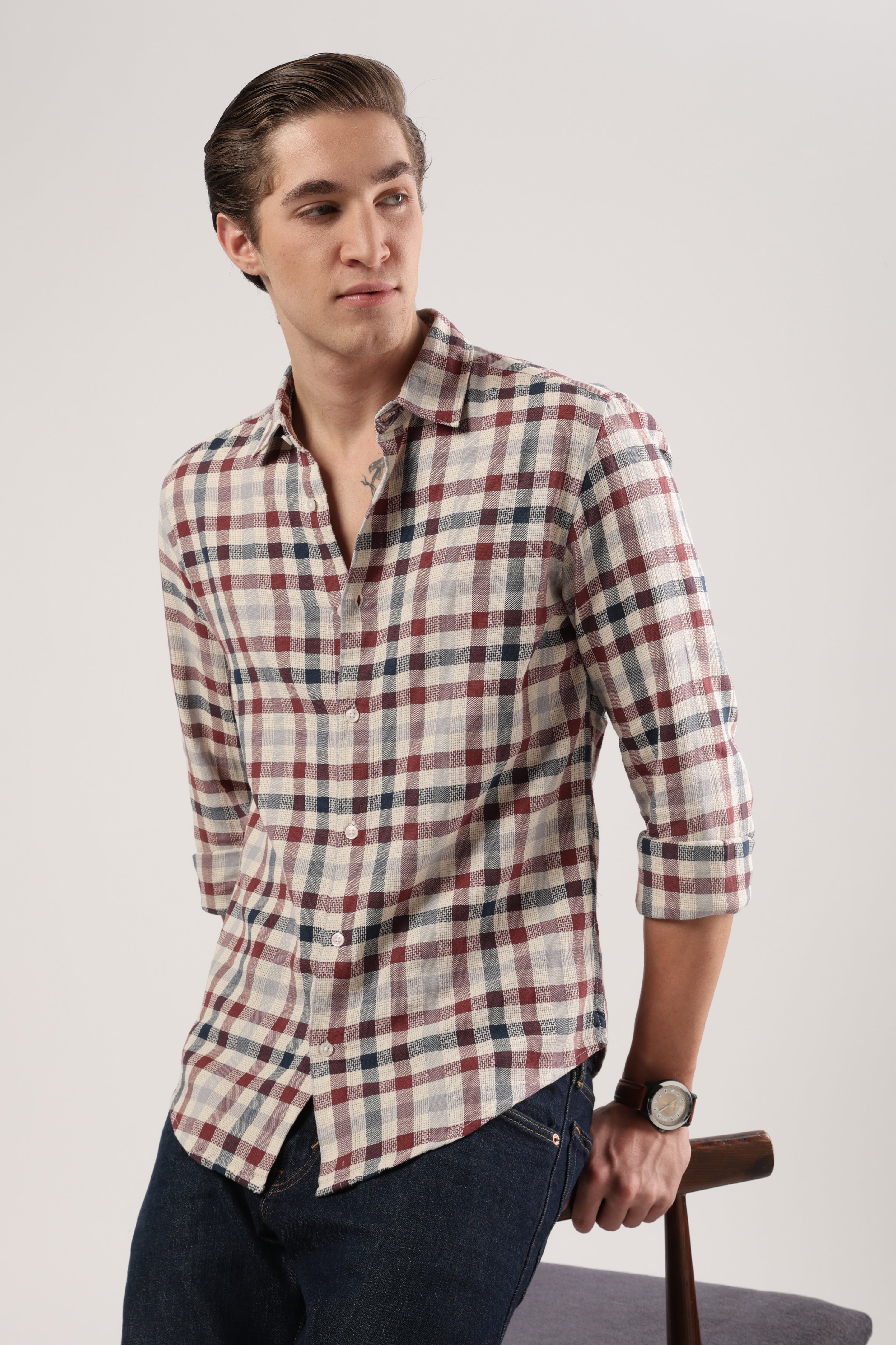 Maroonfield Weave Check Shirt