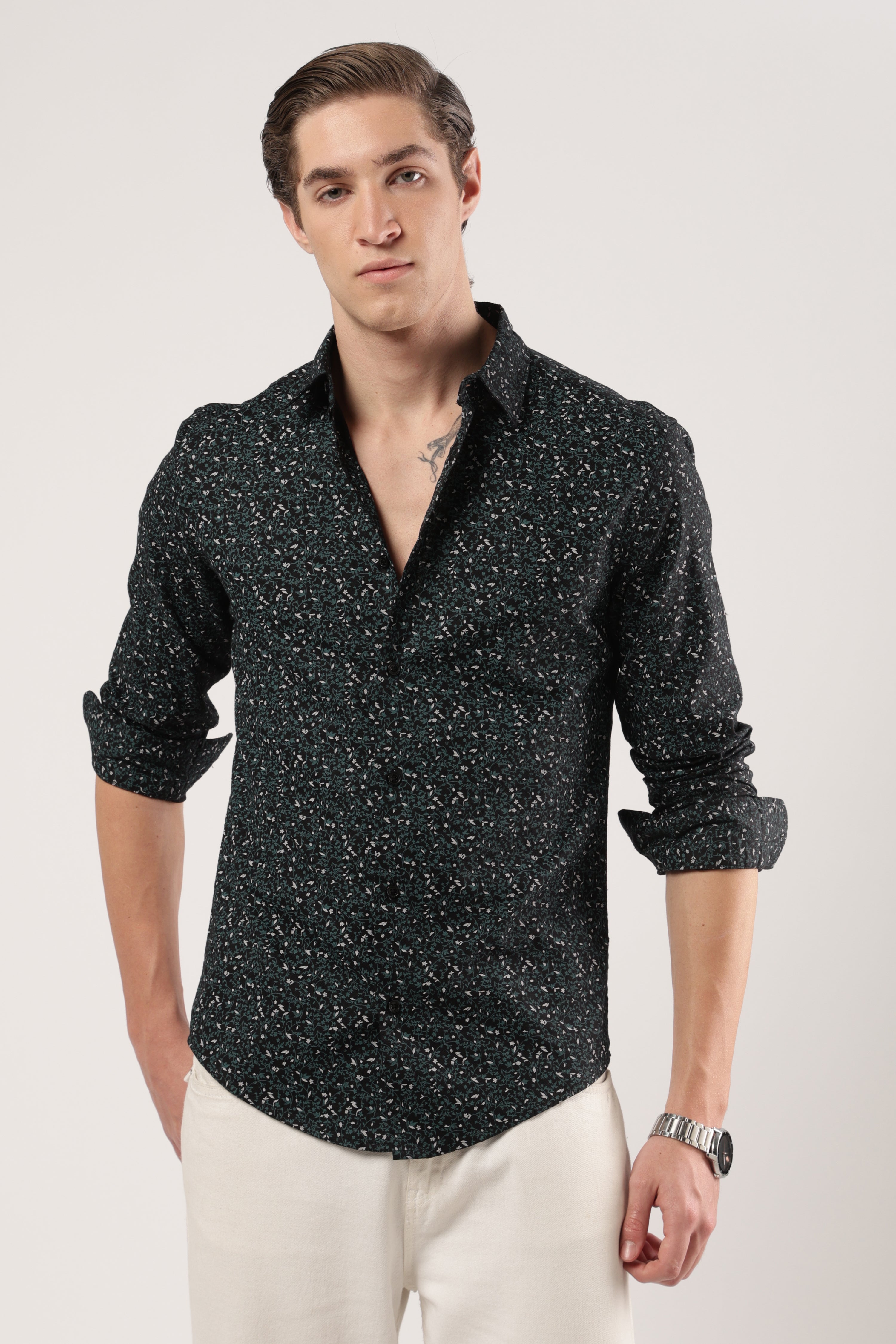 Emerald Whisper Floral Shirt