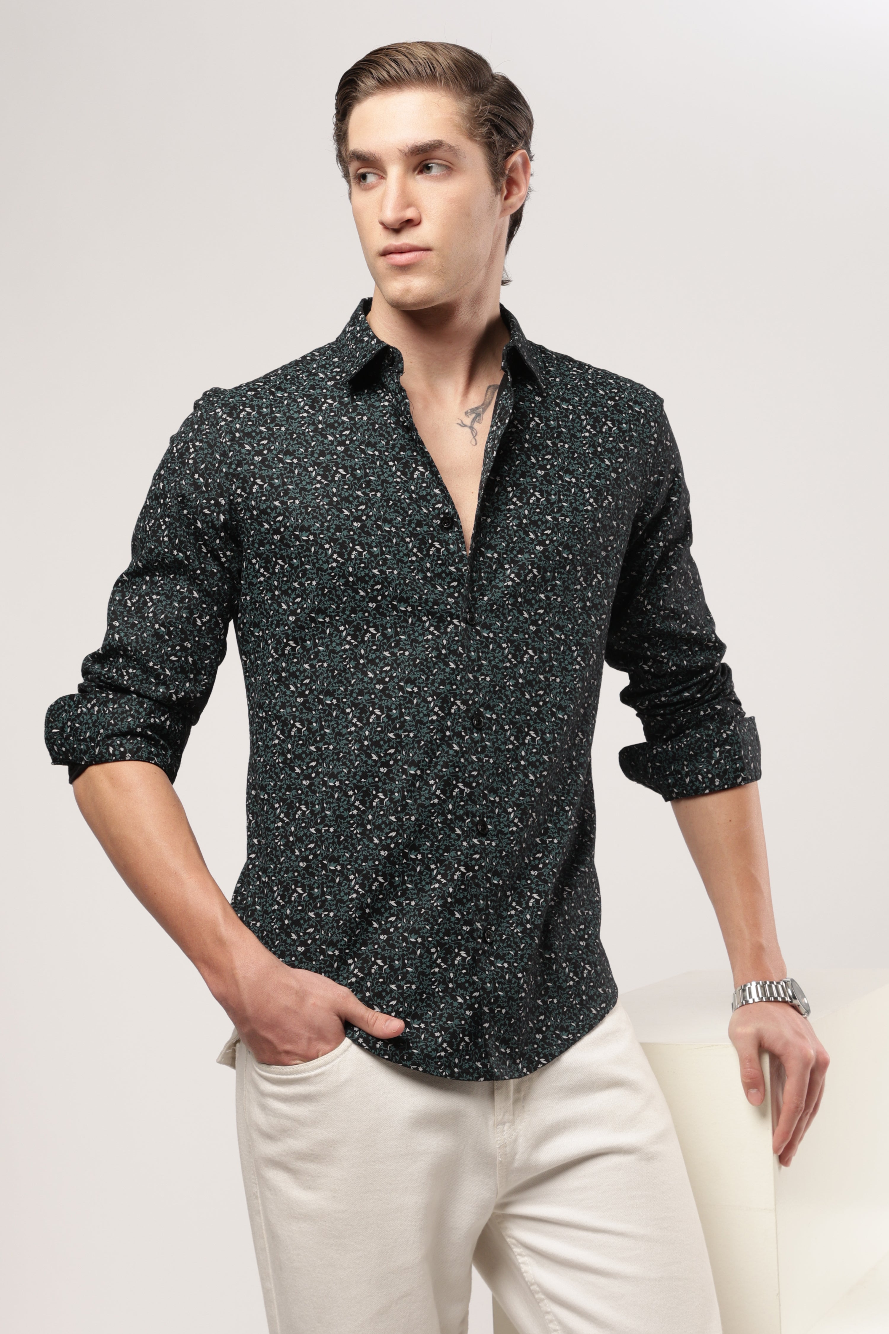 Emerald Whisper Floral Shirt