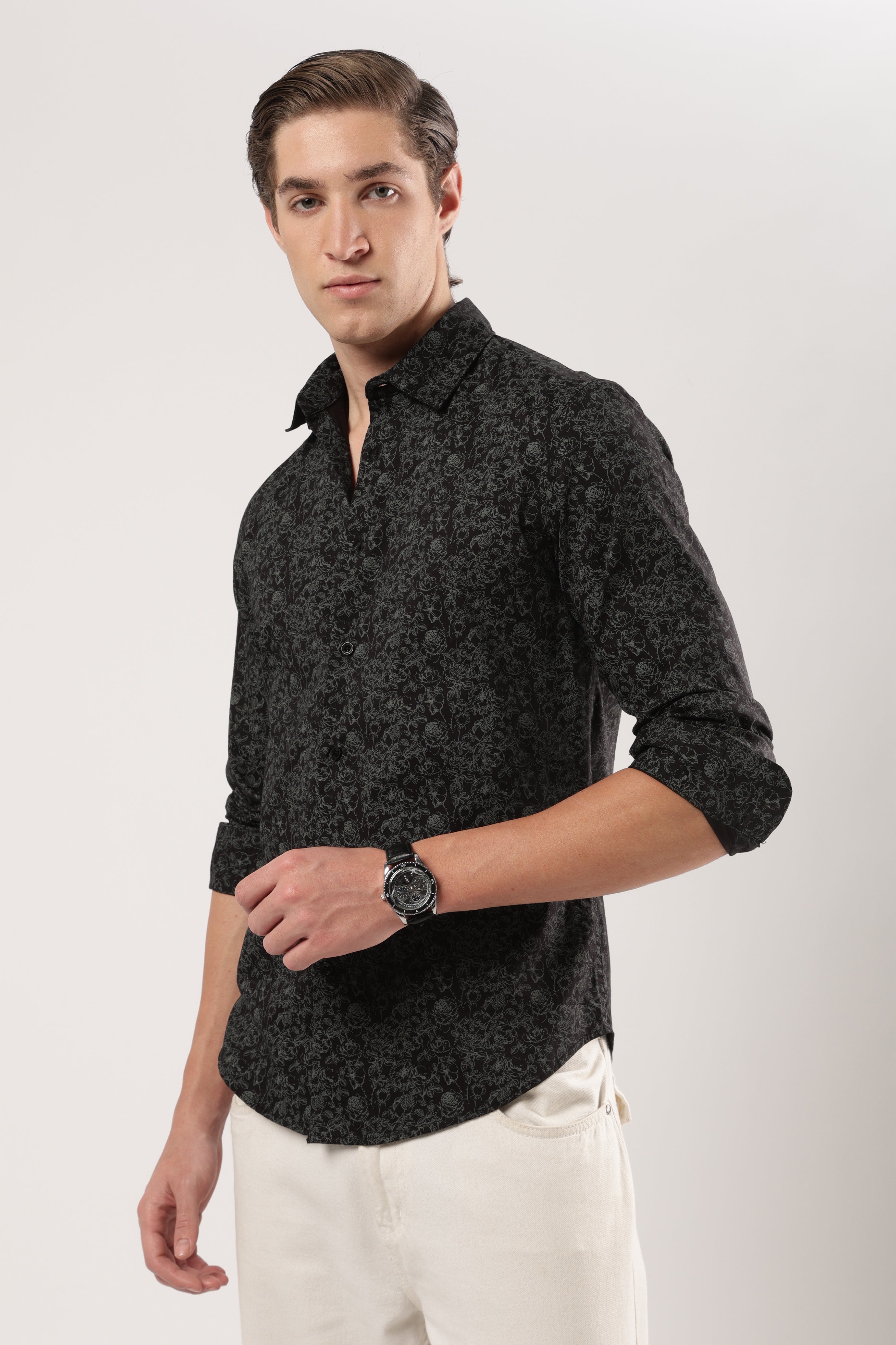 Smoky Green Florals Shirt