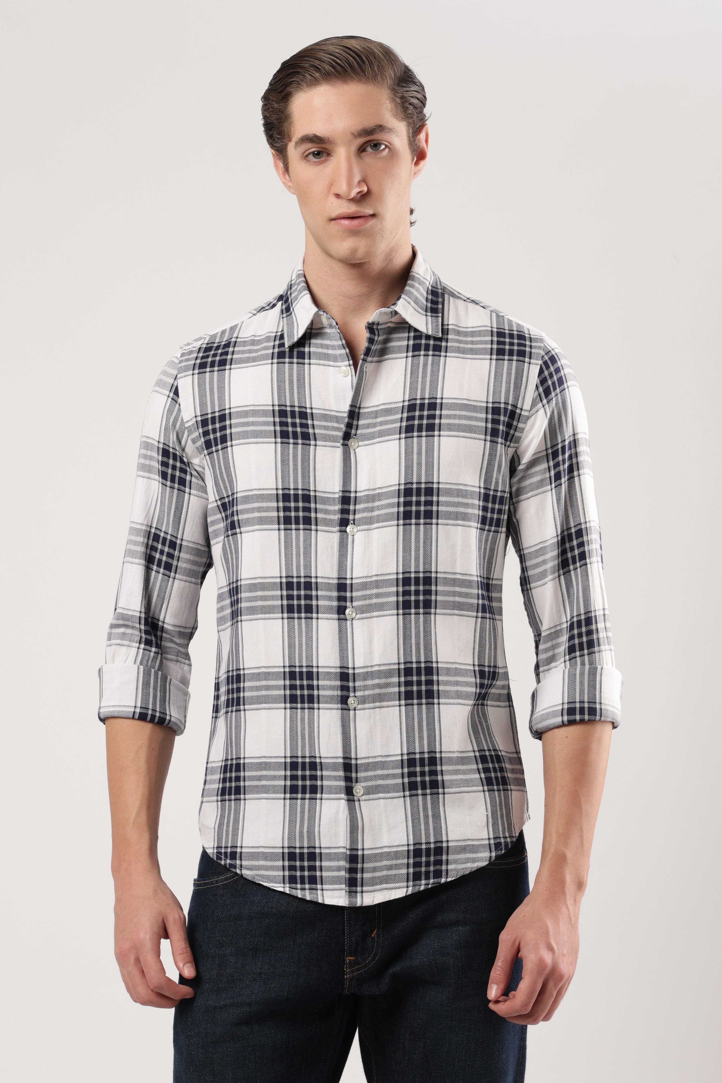 Navy Crest Plaid Shirt