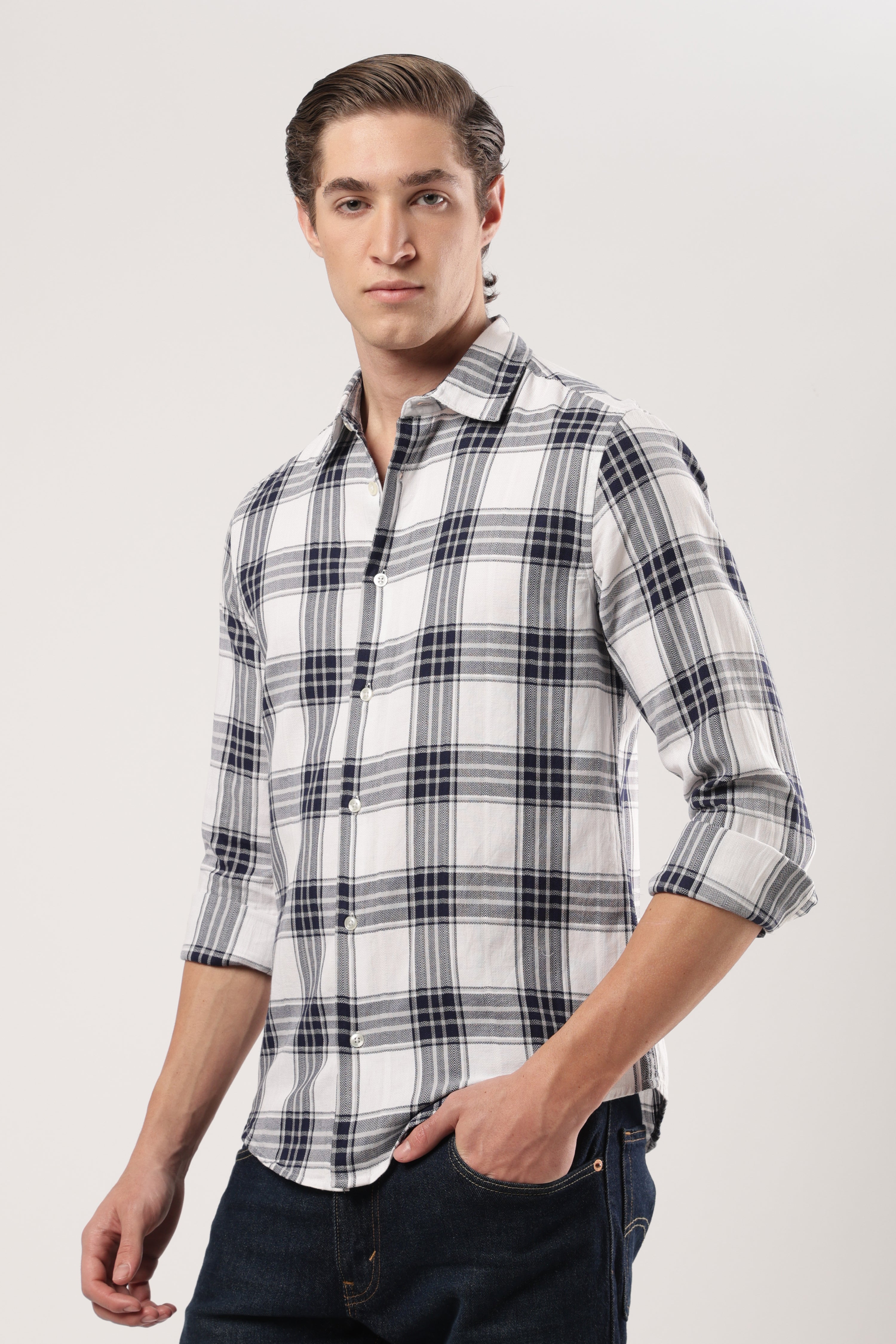 Navy Crest Plaid Shirt