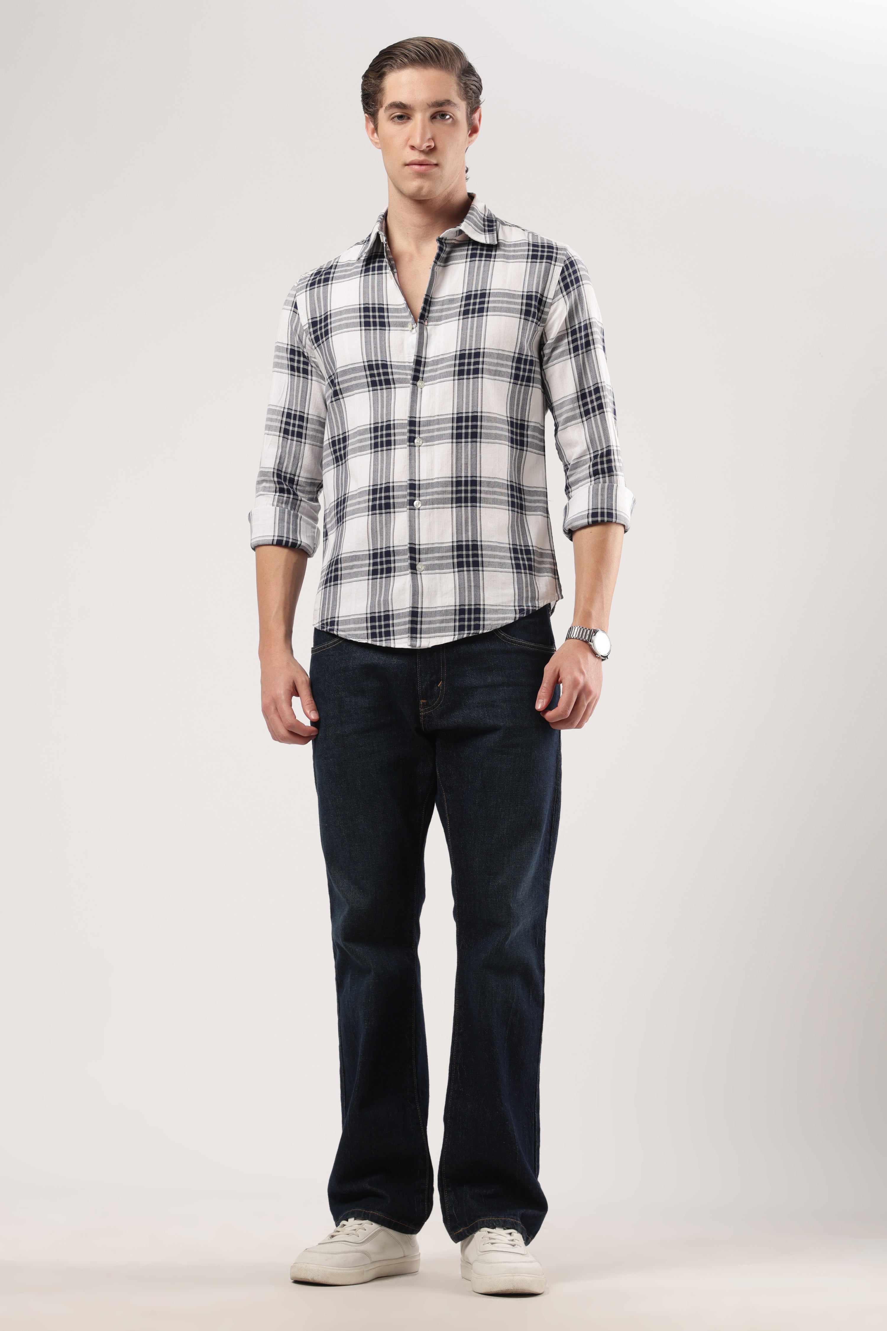 Navy Crest Plaid Shirt