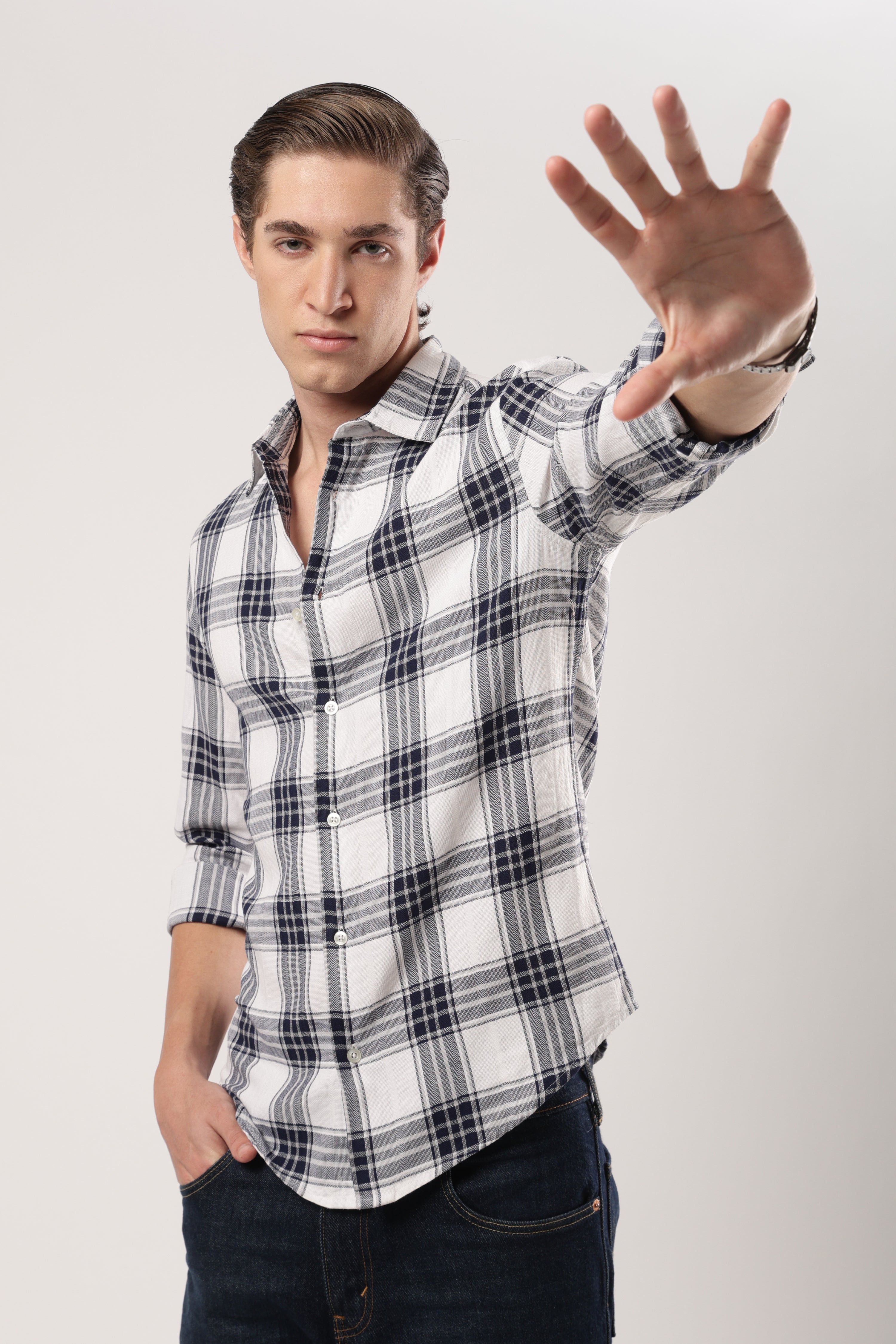 Navy Crest Plaid Shirt