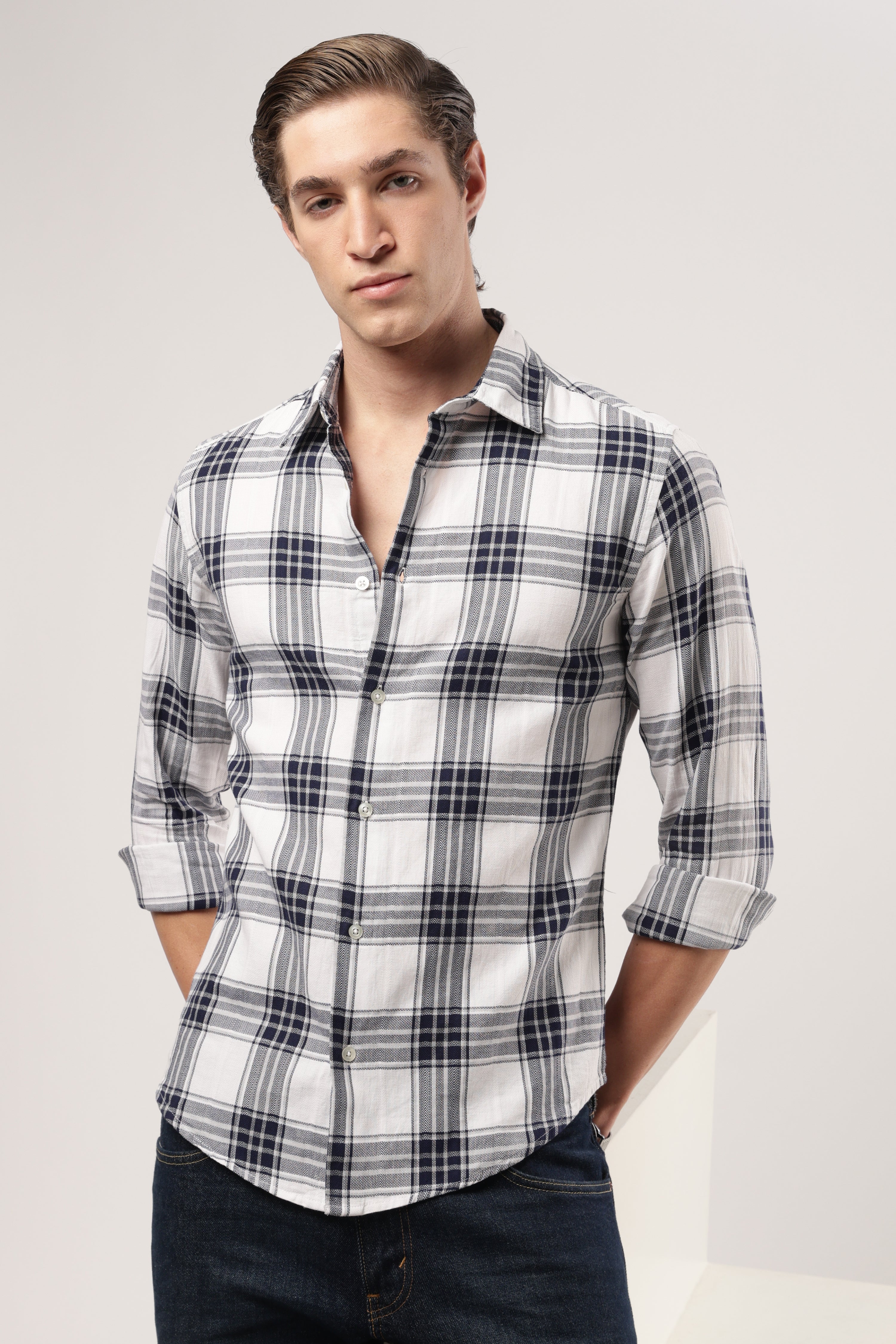 Navy Crest Plaid Shirt