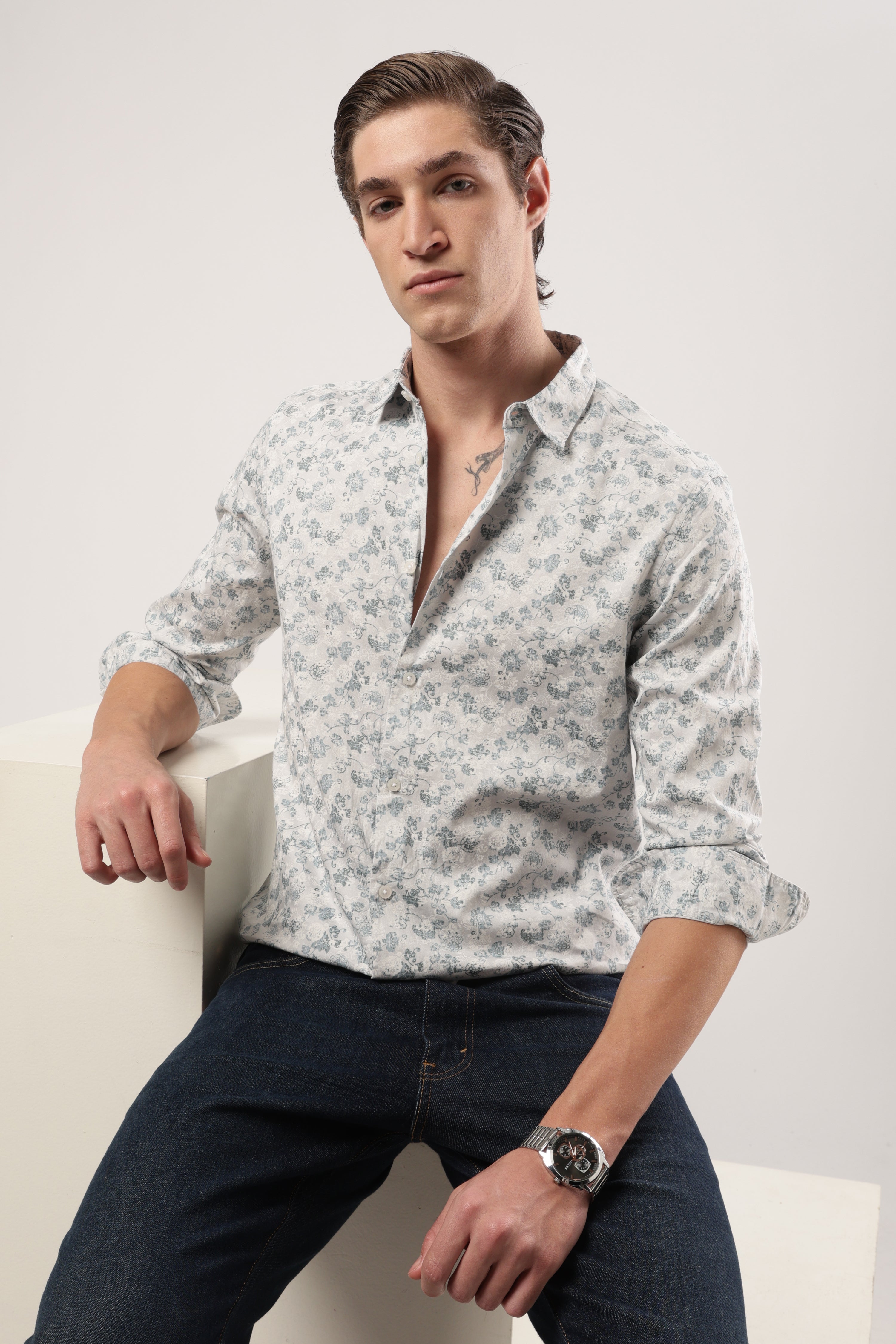 Icy Flora Impression Shirt