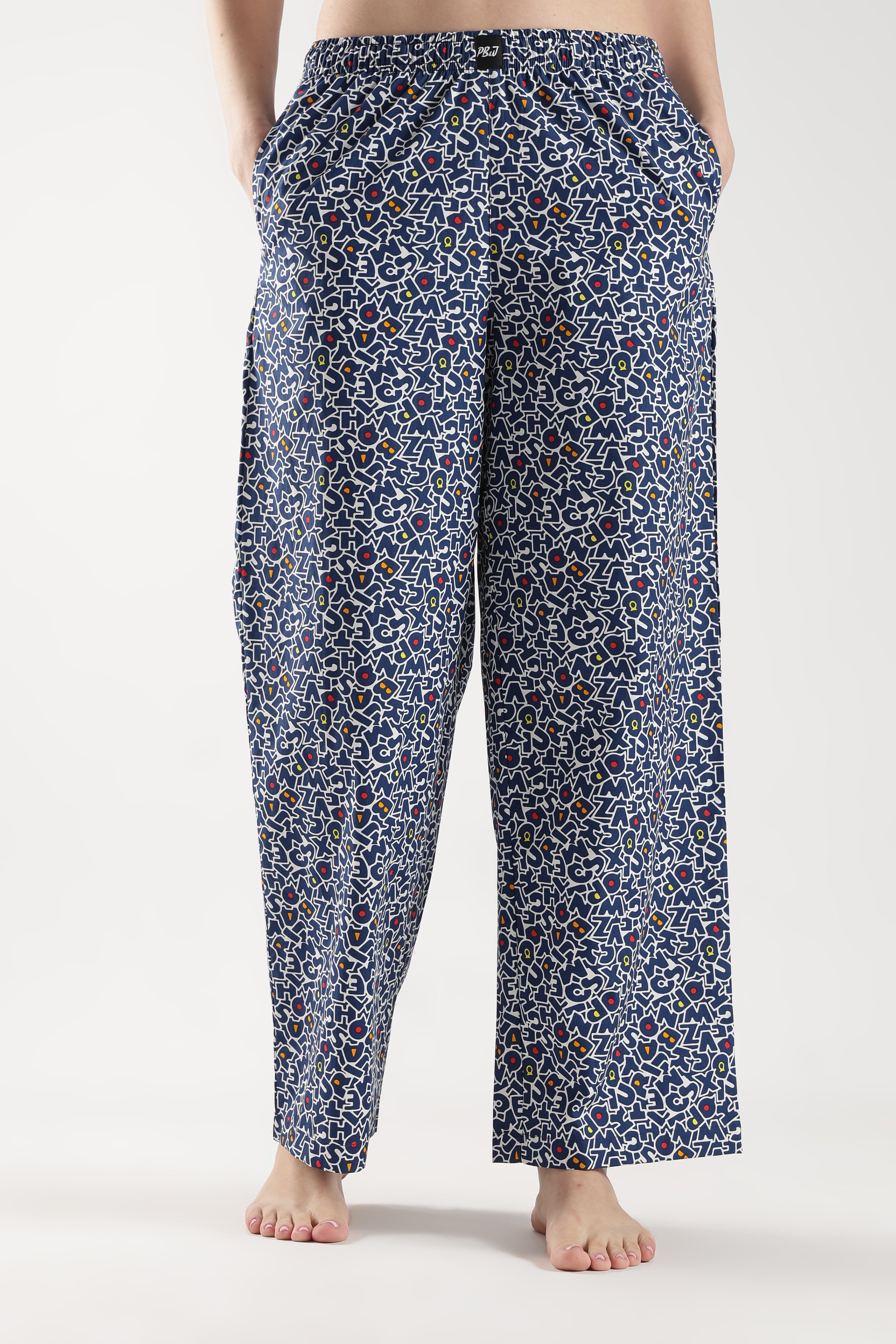 Women's Letters Print Wide Leg Pyjamas