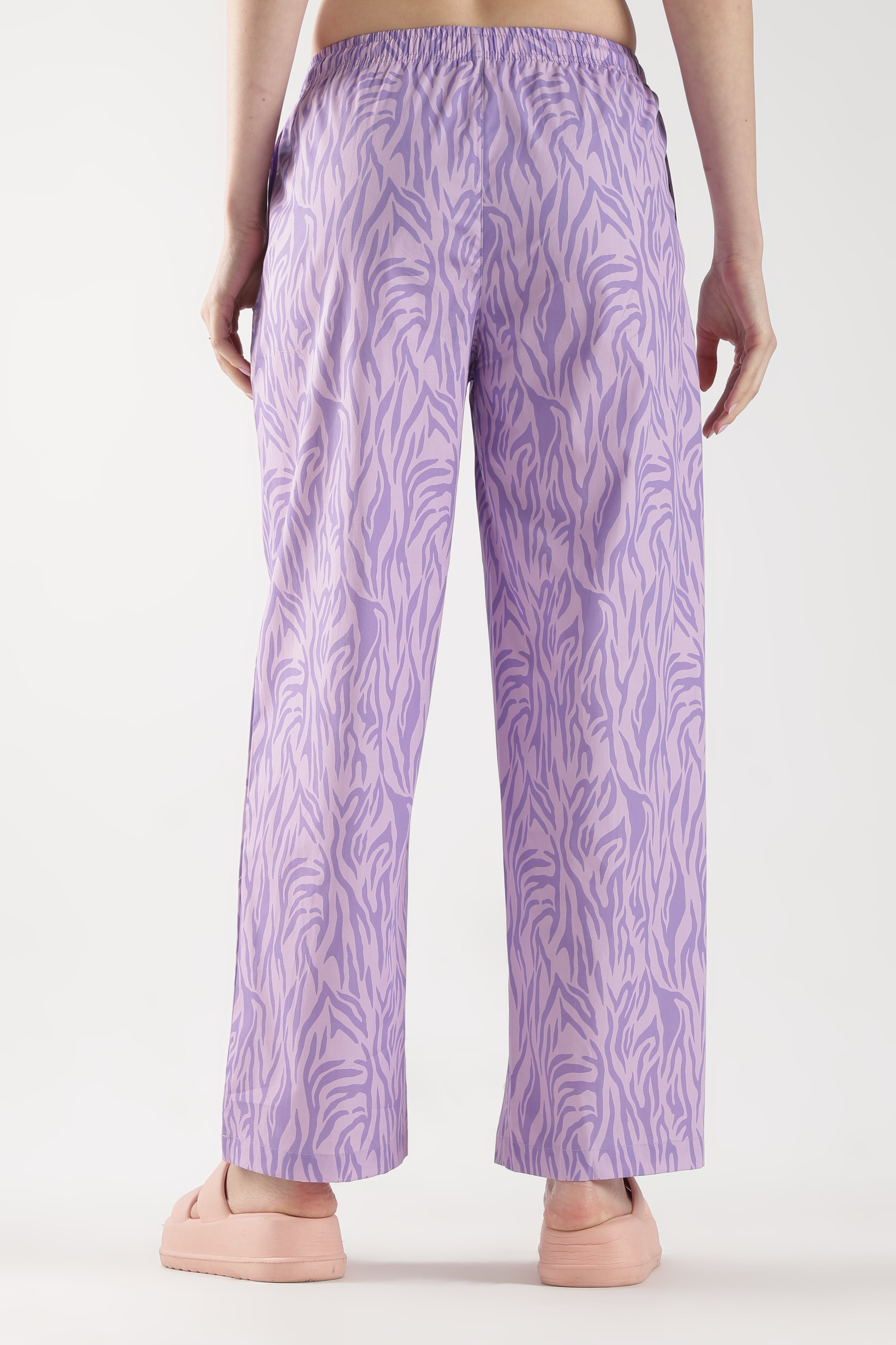 Women's Purple Abstract Print Wide Leg Pyjamas