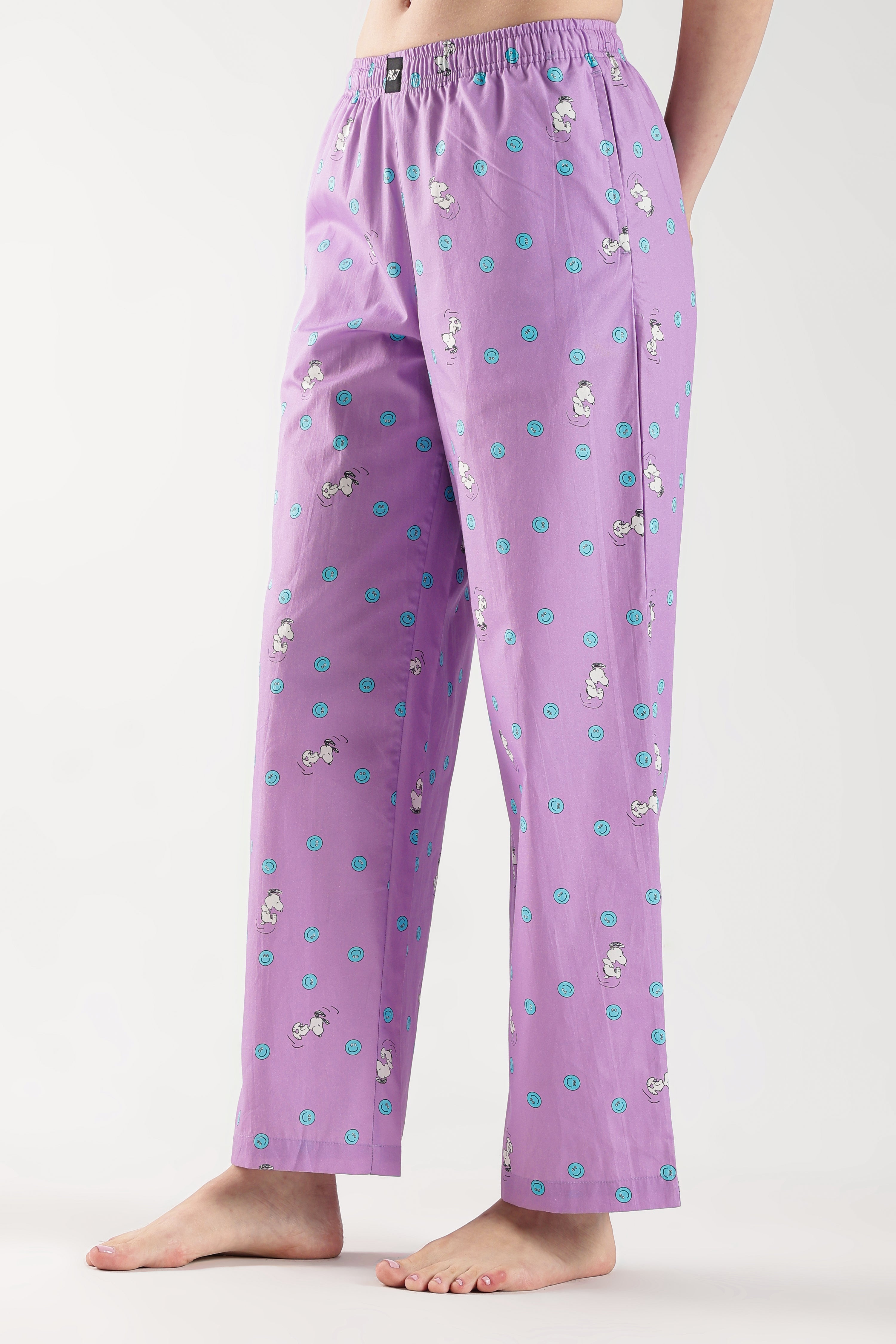 Women's Purple Doodle Dog Print Pyjama Pants