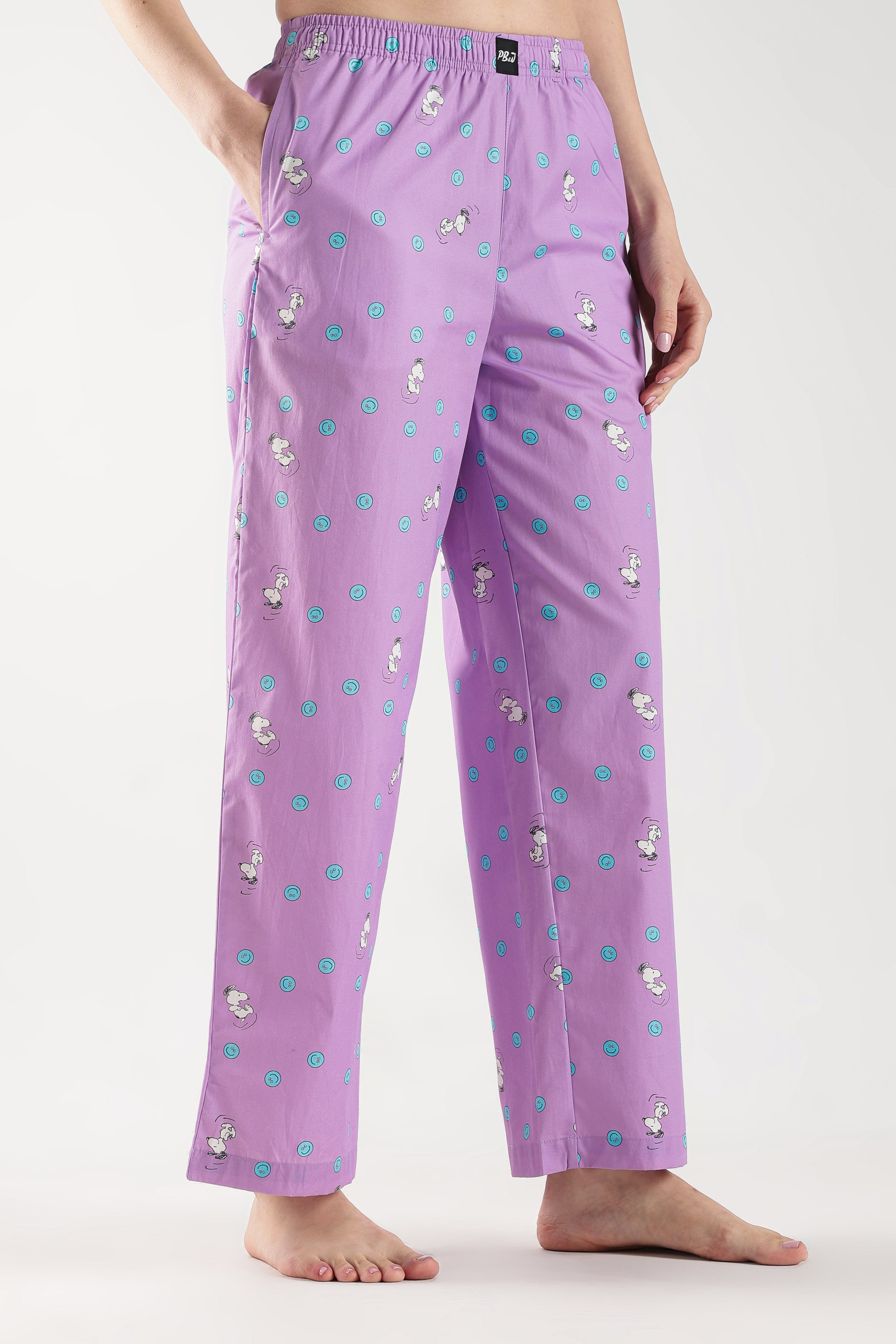 Women's Purple Doodle Dog Print Pyjama Pants