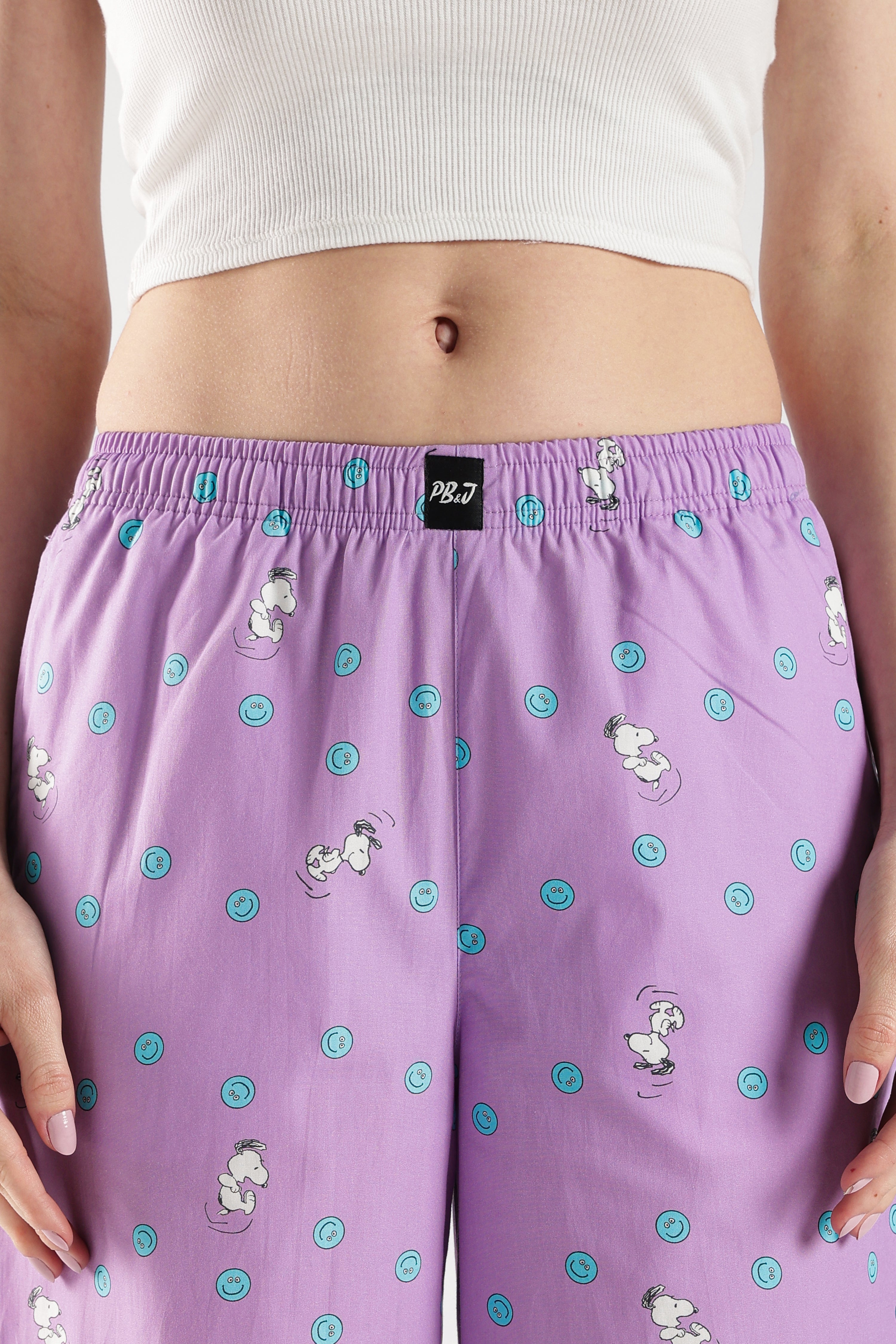 Women's Purple Doodle Dog Print Pyjama Pants