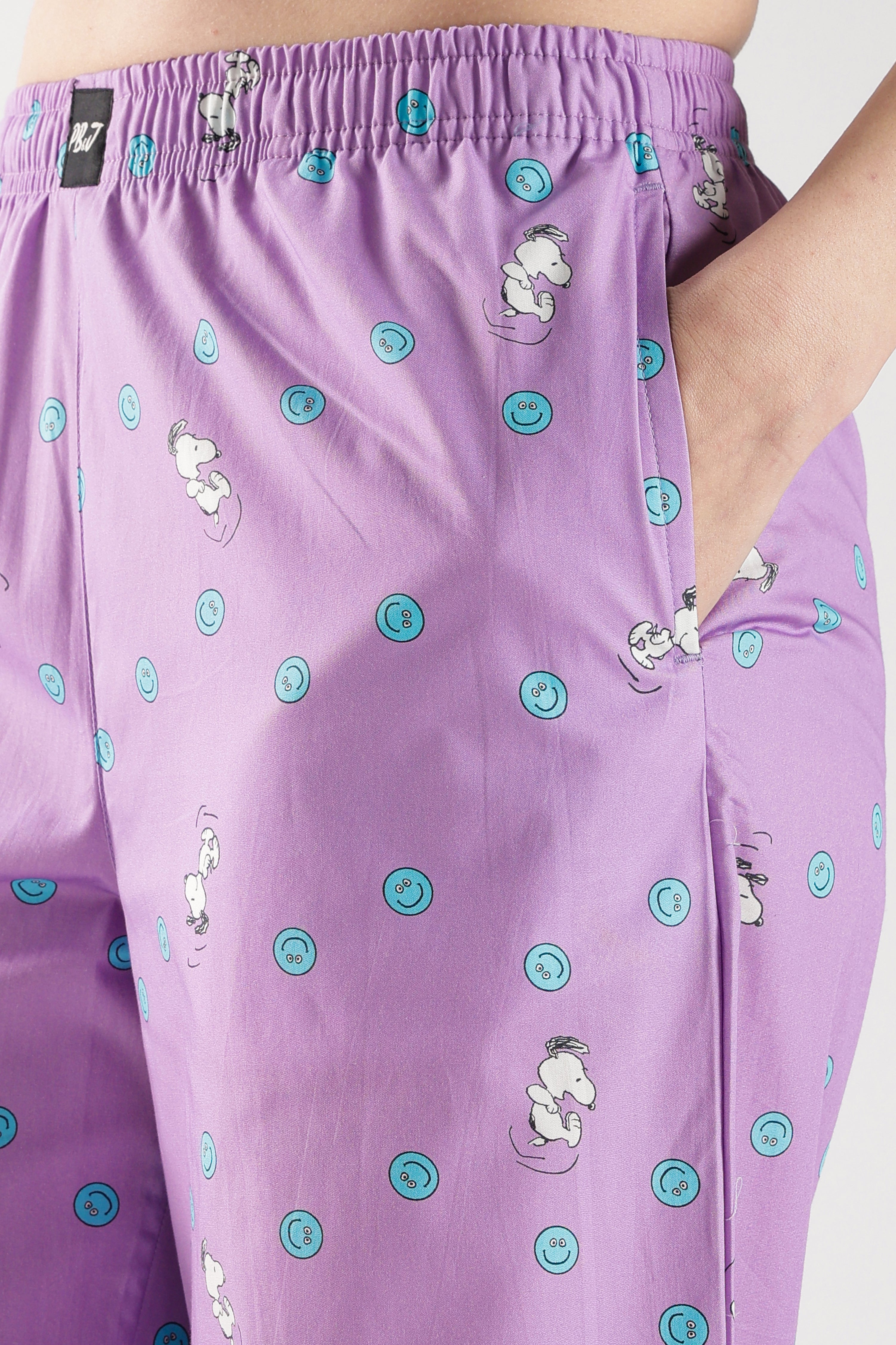 Women's Purple Doodle Dog Print Pyjama Pants