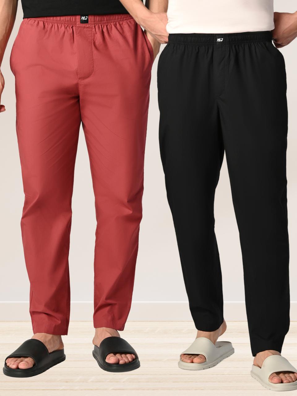 Slumber Maroon & Jet Black Pyjamas Combo Pack