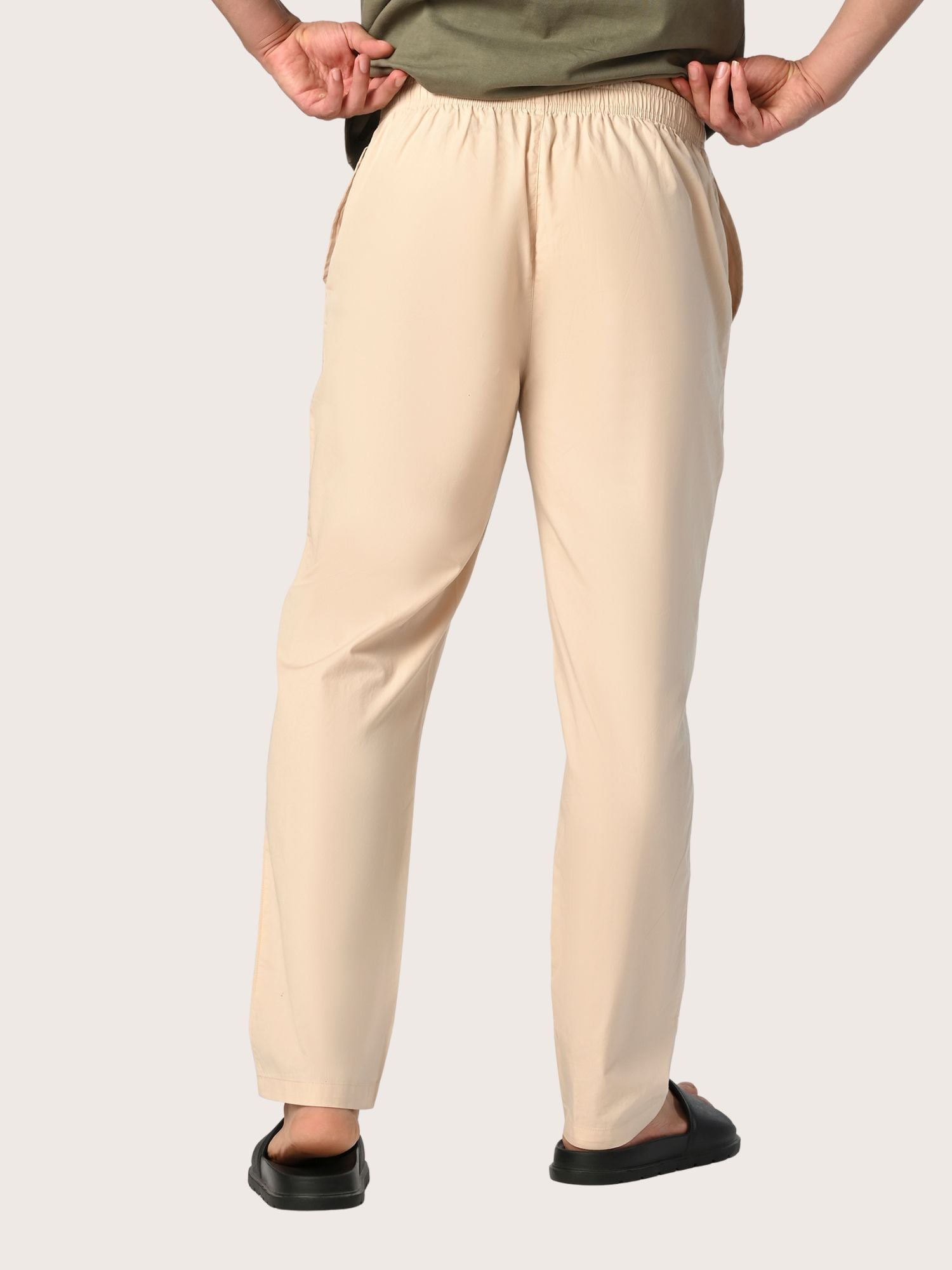 Oatmeal Beige & Navy Blue Cotton Pyjamas