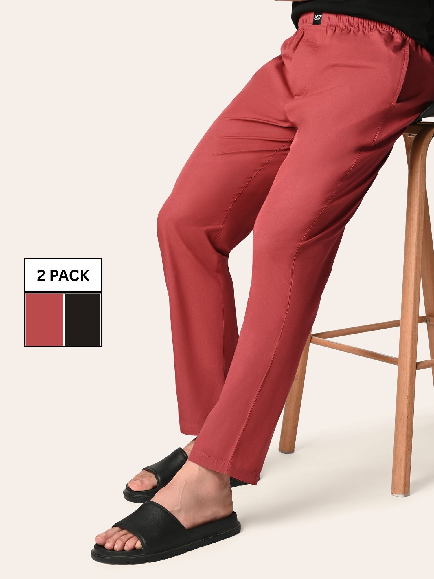 Slumber Maroon & Jet Black Pyjamas Combo Pack