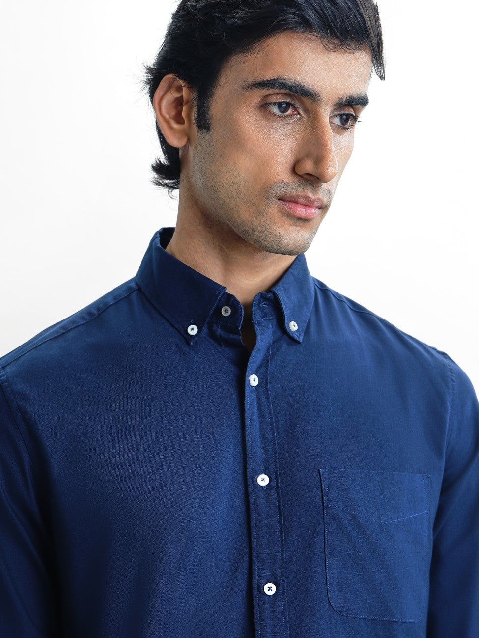 AUXOR- Navy Blue Regular Fit Oxford Cotton Shirt